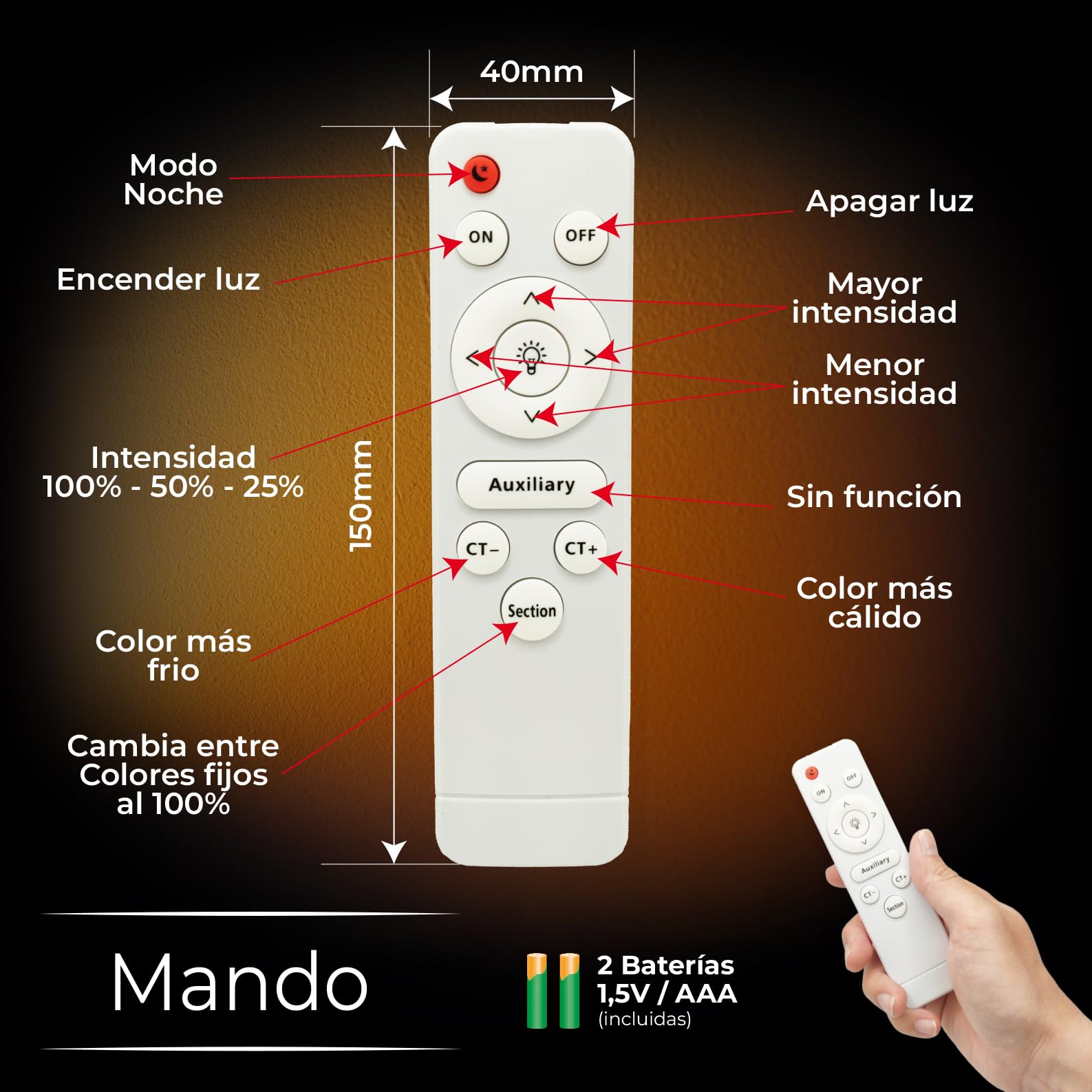LED ATOMANT 2x Plafon LED Negro Marco Luz Indirecta 50x50cm 36W CCT | Con Selector de color CCT, Mando a distancia