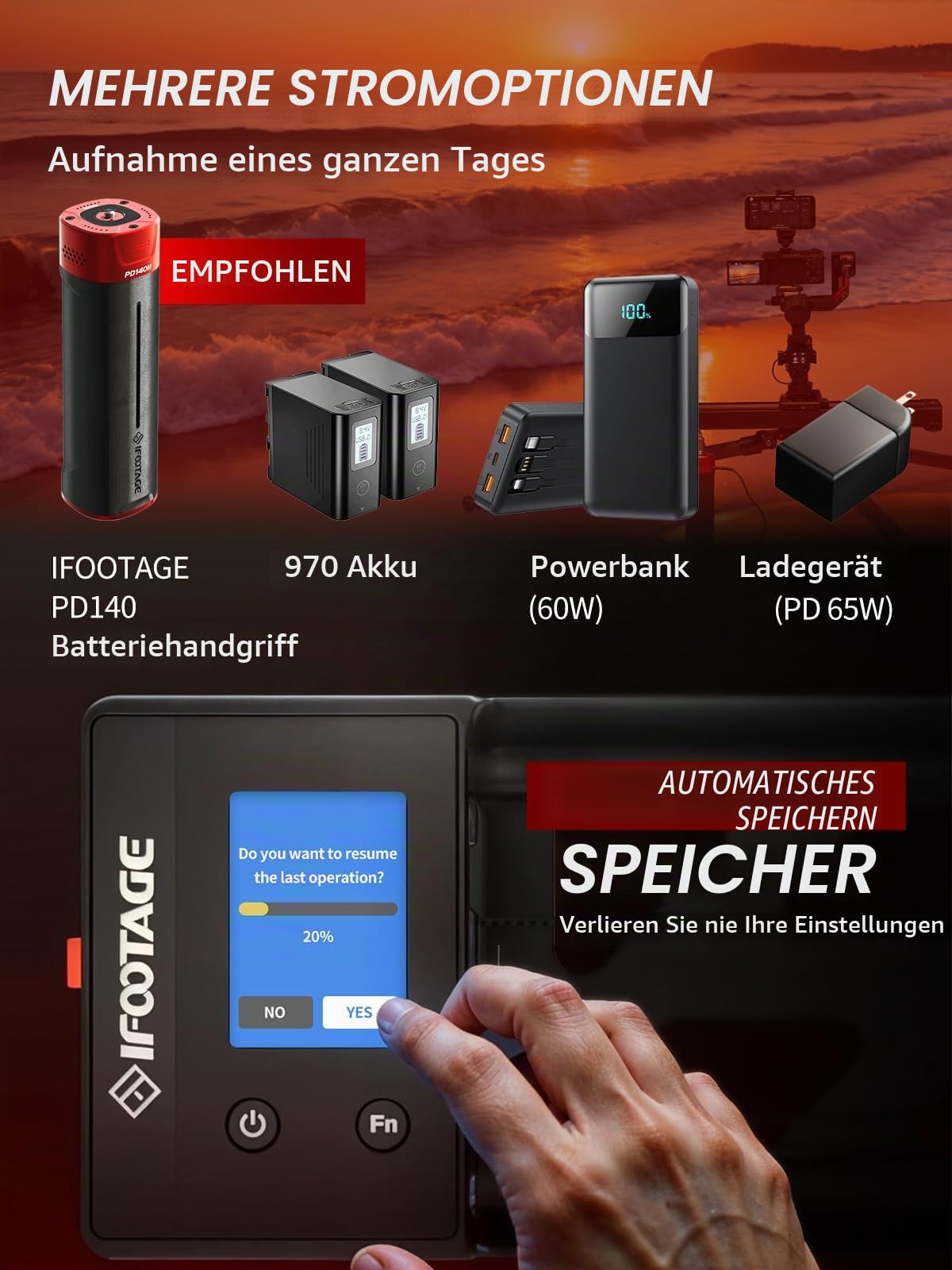 IFOOTAGE Shark Slider Nano II-860 (86cm) Motorisierter Kamera Slider,Mobile APP/IPS-Touchscreen-Steuerung,360°-Panoramaaufnahme, Extrem Leise