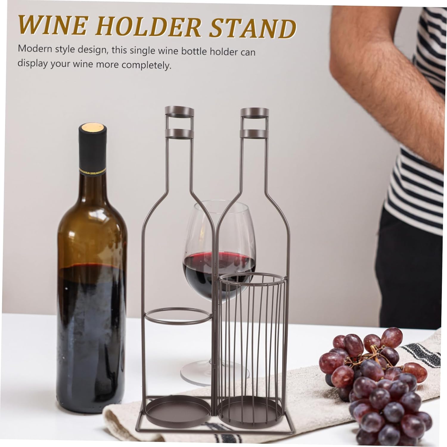 Metal Wine Rack for Home Multi-functional Wine Bottle Holder Cork Storage Elegant Display Stand for Kitchen Dining Room Bar Practical Design