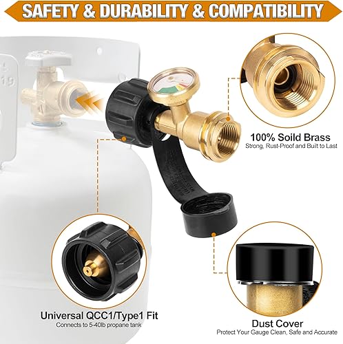 Miniatura 10 de Mangueras de propano RV de 15 pulgadas con calibre, manguera trenzada de acero inoxidable para tanque de caravana, línea de manguera de propano