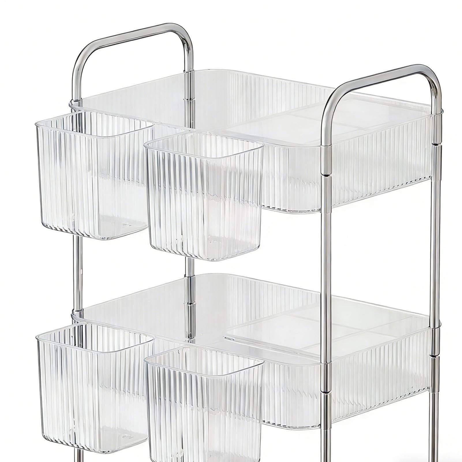 Utili Cart - Carrello multistrato in acrilico su ruote, soluzione versatile per ufficio, casa, cucina, bagno, trucco, lavanderia, dormitorio, artigianato, salone, camera da letto, dispensa