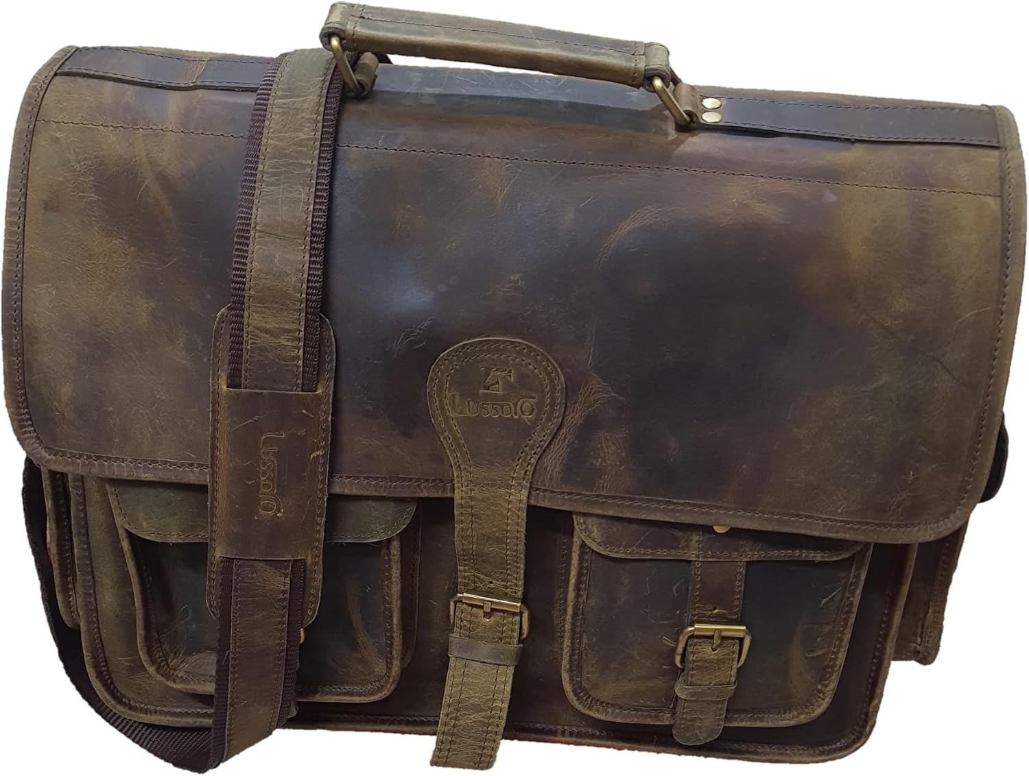 18 Inch Vintage Handmade Leather Messenger Bag Laptop Briefcase Computer Satchel Bag for Men & Women