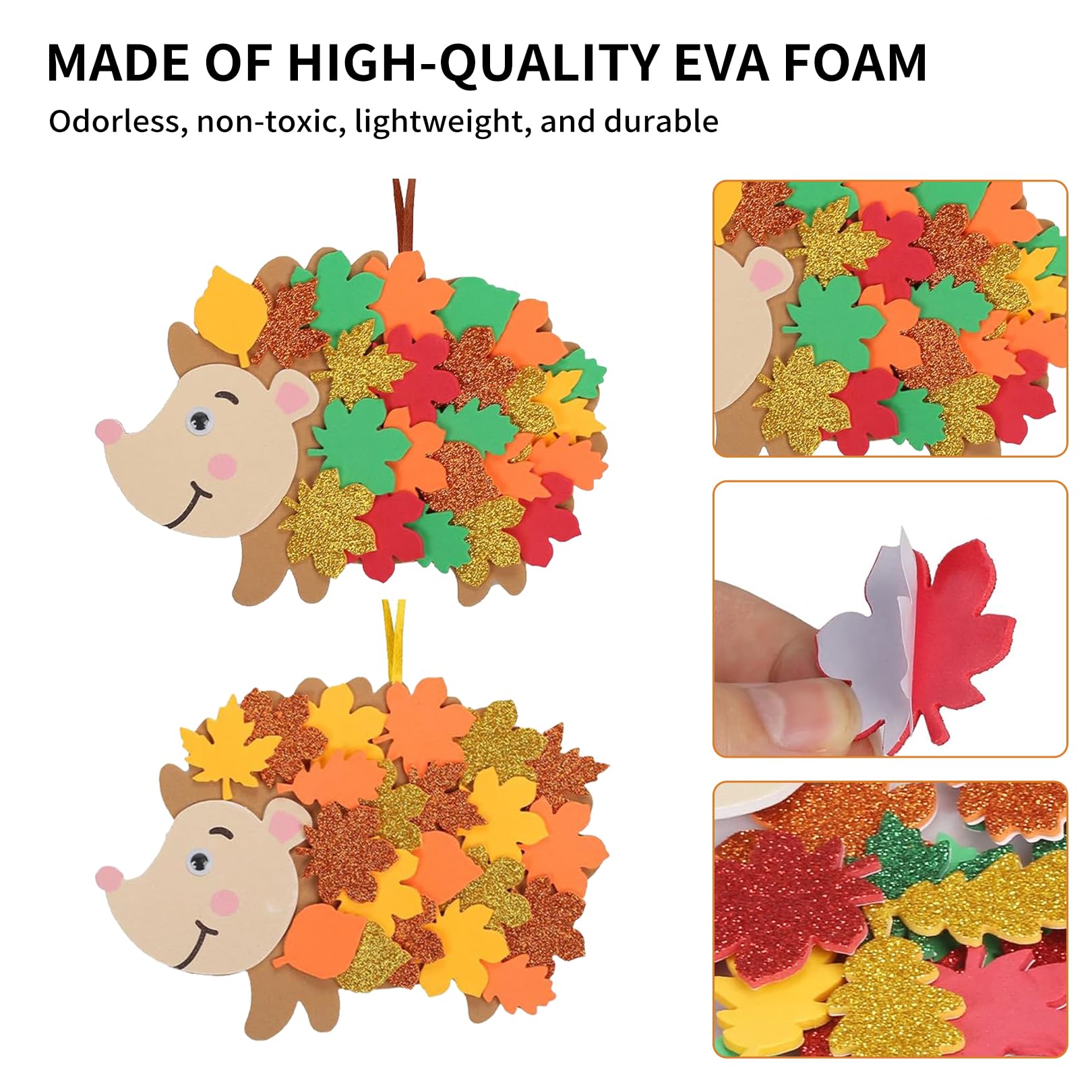 Pryon 8 Pack Autumn Crafts,DIY Arts and Craft Activities Set Leafy Hedgehog Making Kit Activity Toys Foam Supplies Kits Hanging Forest Decorations,for Craft Painting Winter Christmas Party - Image 3