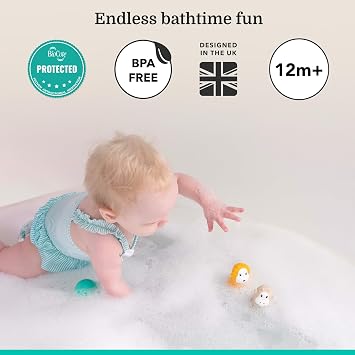 Matchstick Monkey, Bathtime Wobblers, Antimicrobial Baby Bath Toy, Easy To Grip, Sensory Learning - 2 Wobblers, 12 Months Old+, Lion and Giraffe