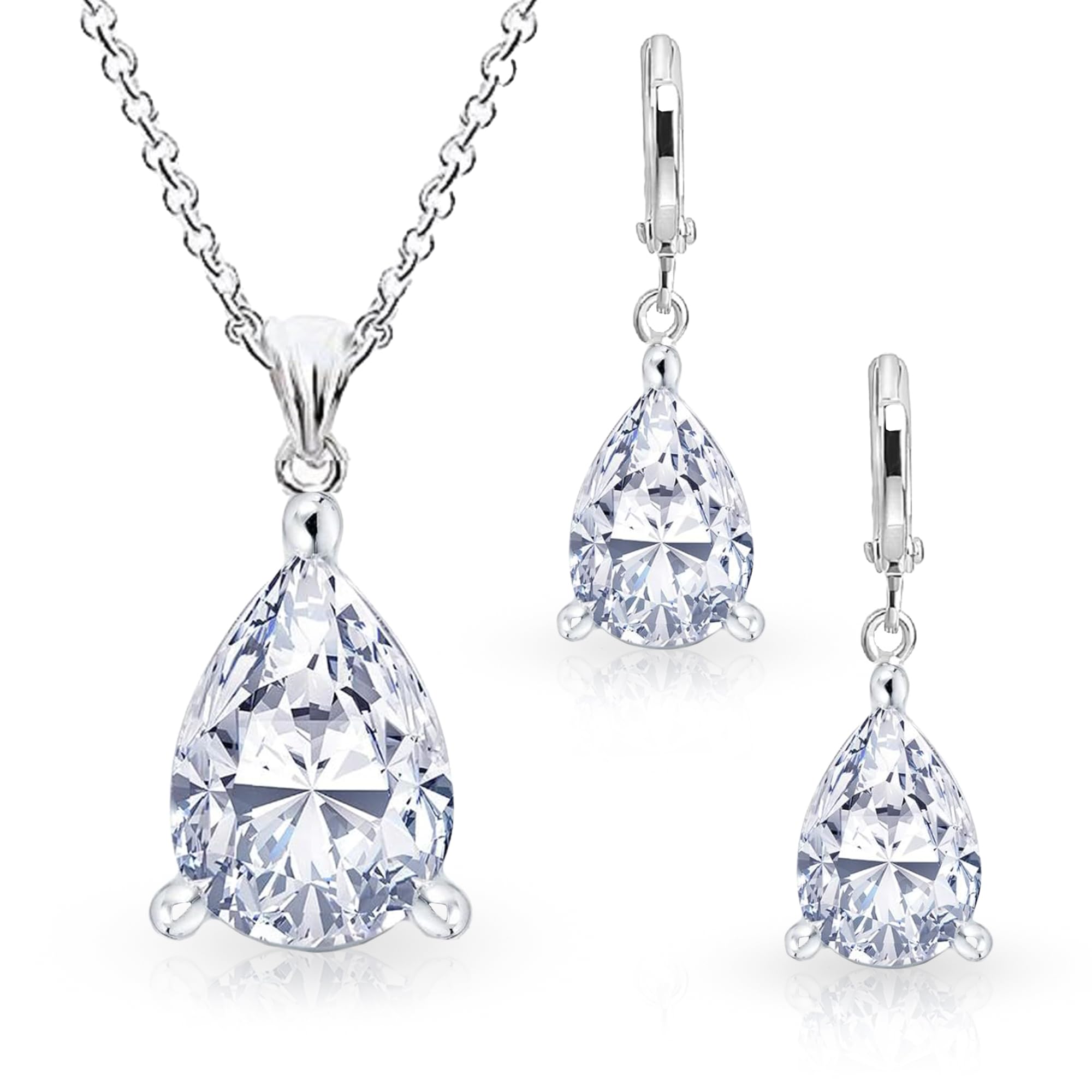 Crystalline Azuria Joyería Juegos de Joyas Lágrima para Mujeres y Niñas Joyería Juegos de Joyas Boda Joyería Juegos de Joyas con Collar y Pendientes para Esposa Novia Joyería