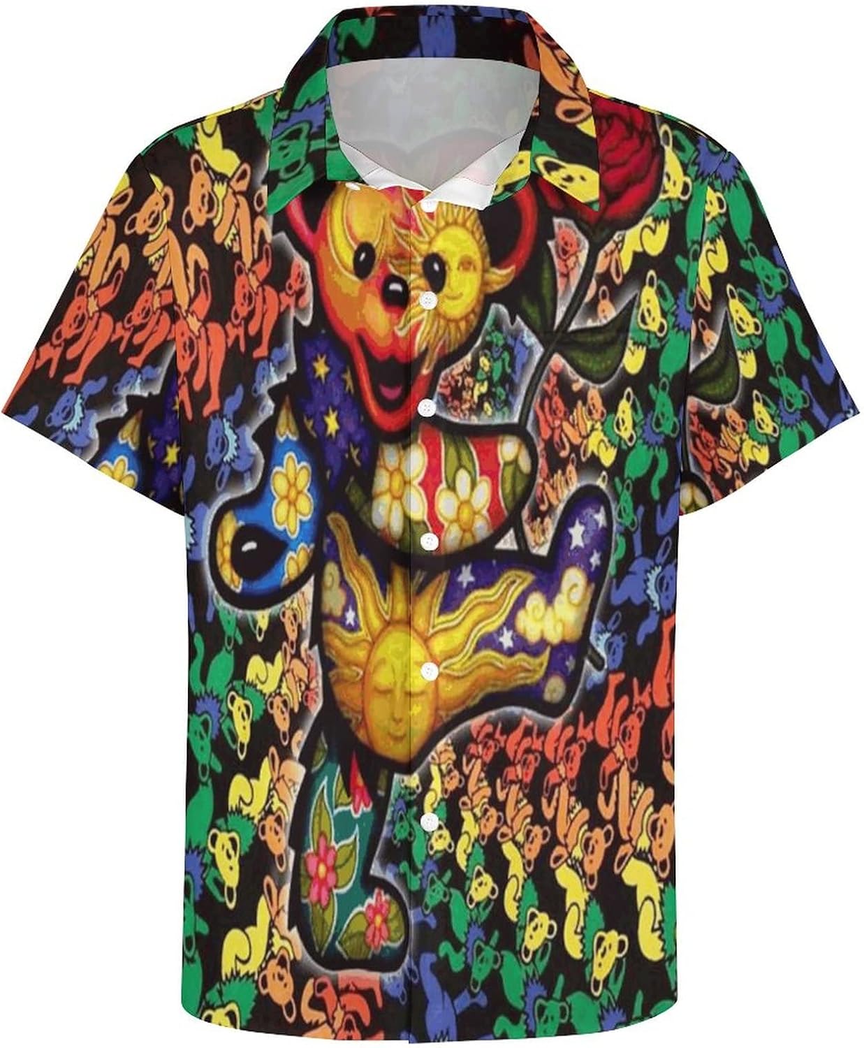 Men Shirt Button Down Short Sleeve Casual Lapel Collar Bowling Hawaiian Beach Aloha Summer Pocket Funny Graphic - Image 5