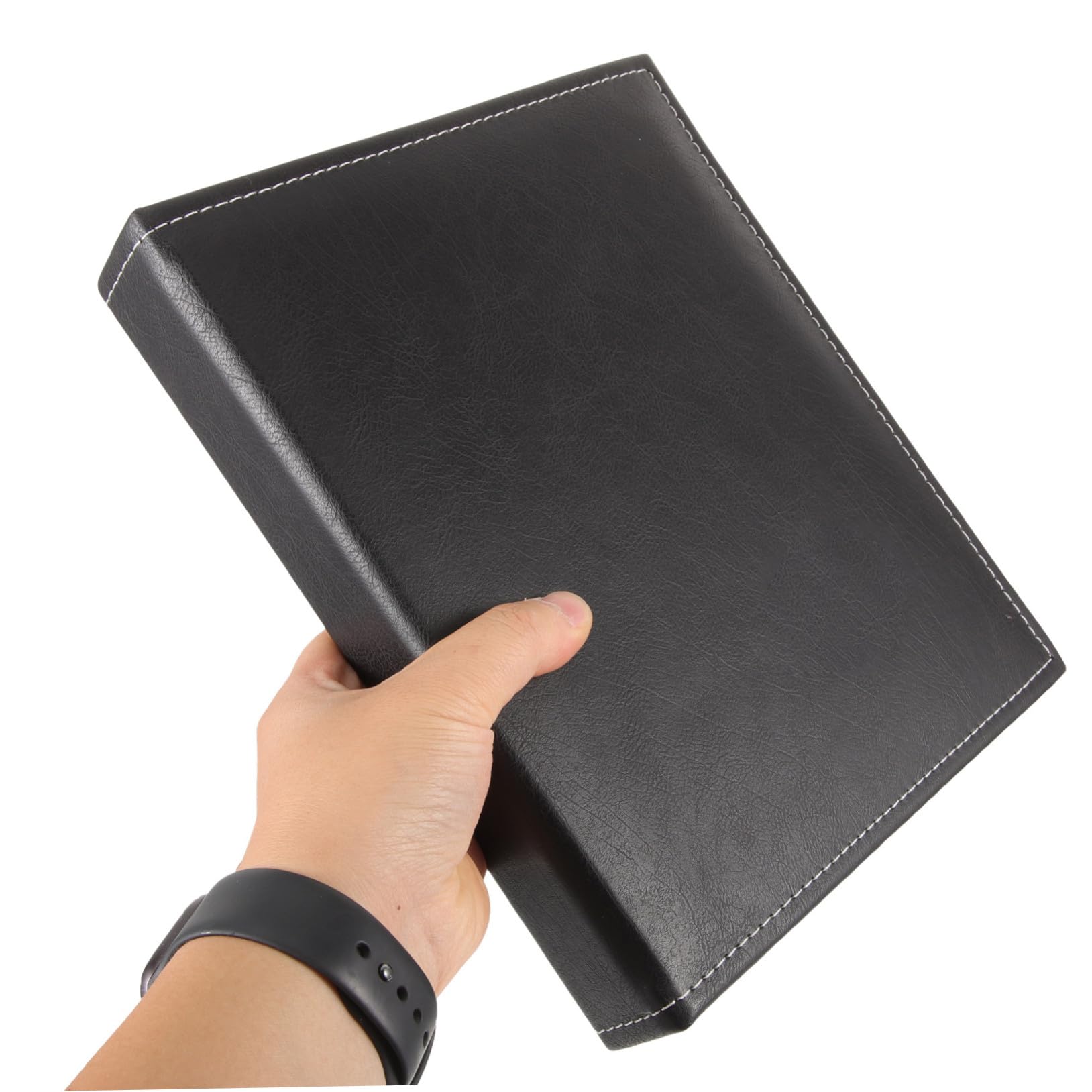 Álbum de Fotos de Cuero Negro, Inserto, para Boda y Cumpleaños, Apertura Fácil, Estilo Libro, Plástico Resistente, Álbum de Recortes para Recuerdos