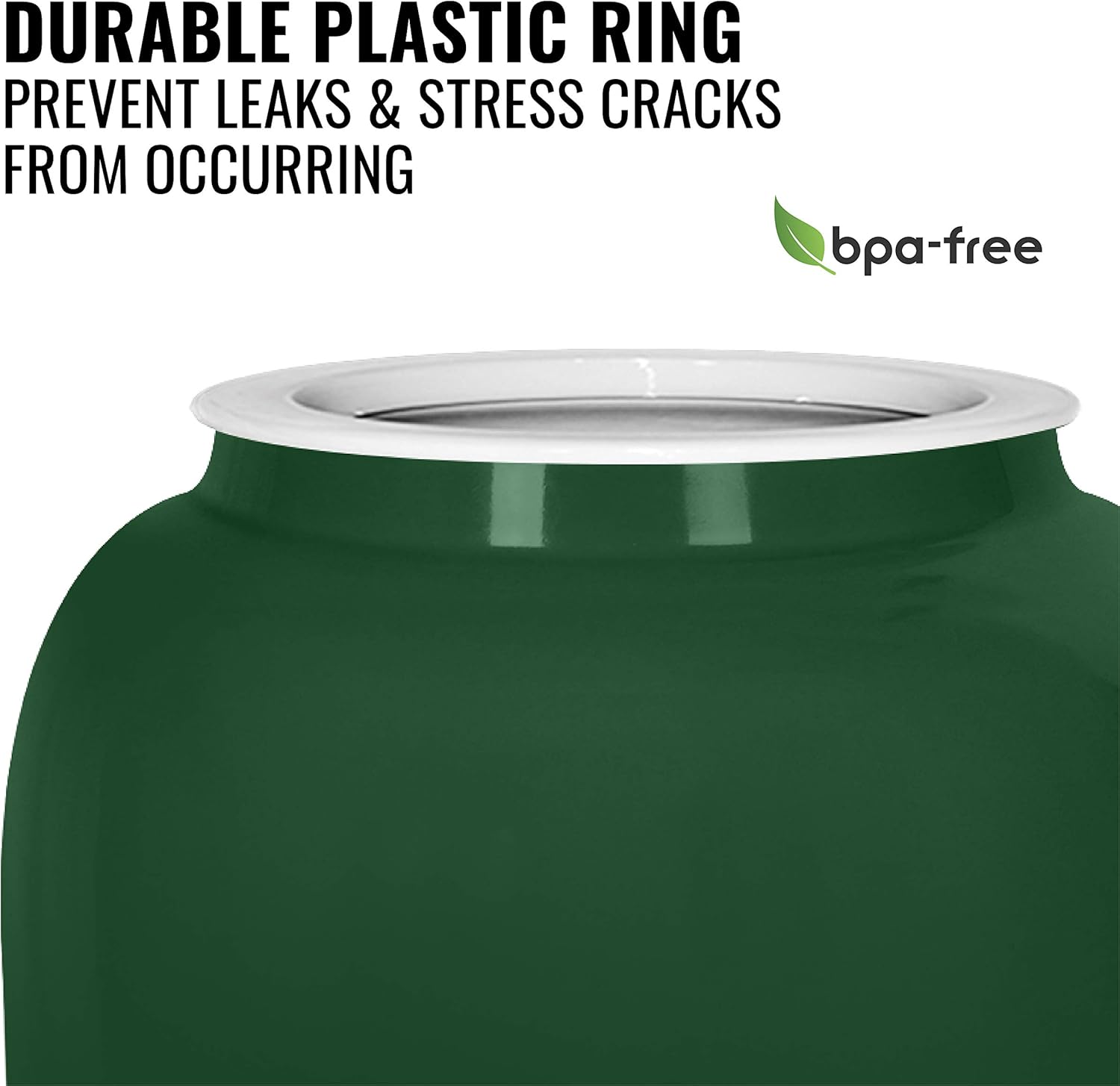 Geo Sports Porcelain Ceramic Crock Water Dispenser, Stainless Steel Faucet, Valve and Lid Included. Fits 3 to 5 Gallon Jugs. (Solid Green)