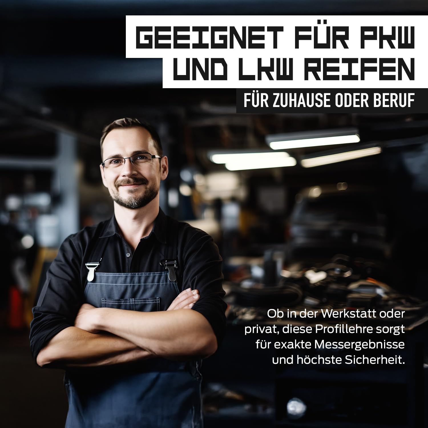 MIB Digitale Reifen-Profillehre für PKW & LKW Nr. 615/3 | Reifenprofilmesser | Tiefenmesser aus Kunststoff | Profiltiefenmesser für Autoreifen | Messwerkzeug | Messbereich 30mm | inkl. Batterie & Etui