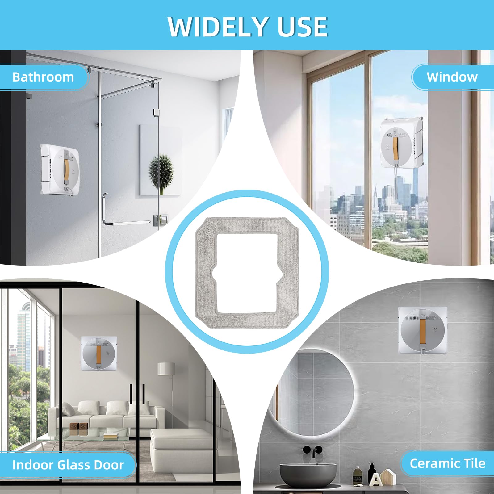 Lot De 6 Tampons Microfibre Pour Ecovacs Winbot W1 Pro / W1 / W2 Omni - Lingettes De Rechange Robot Lave-Vitre