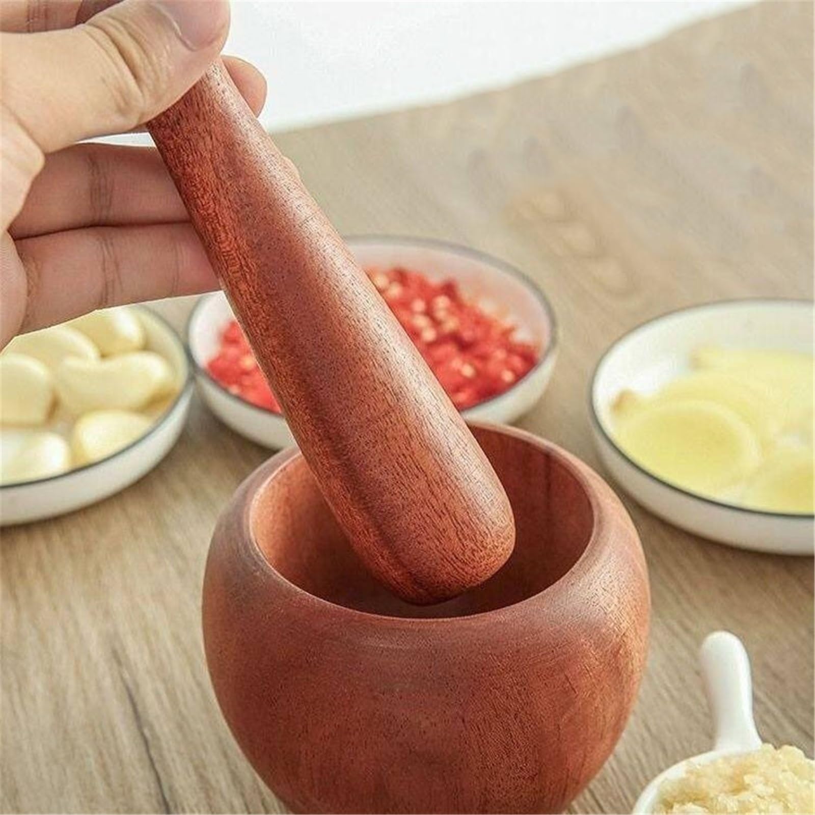 Pratico Mortaio e pestello for aglio domestico for macinare facilmente erbe spezie