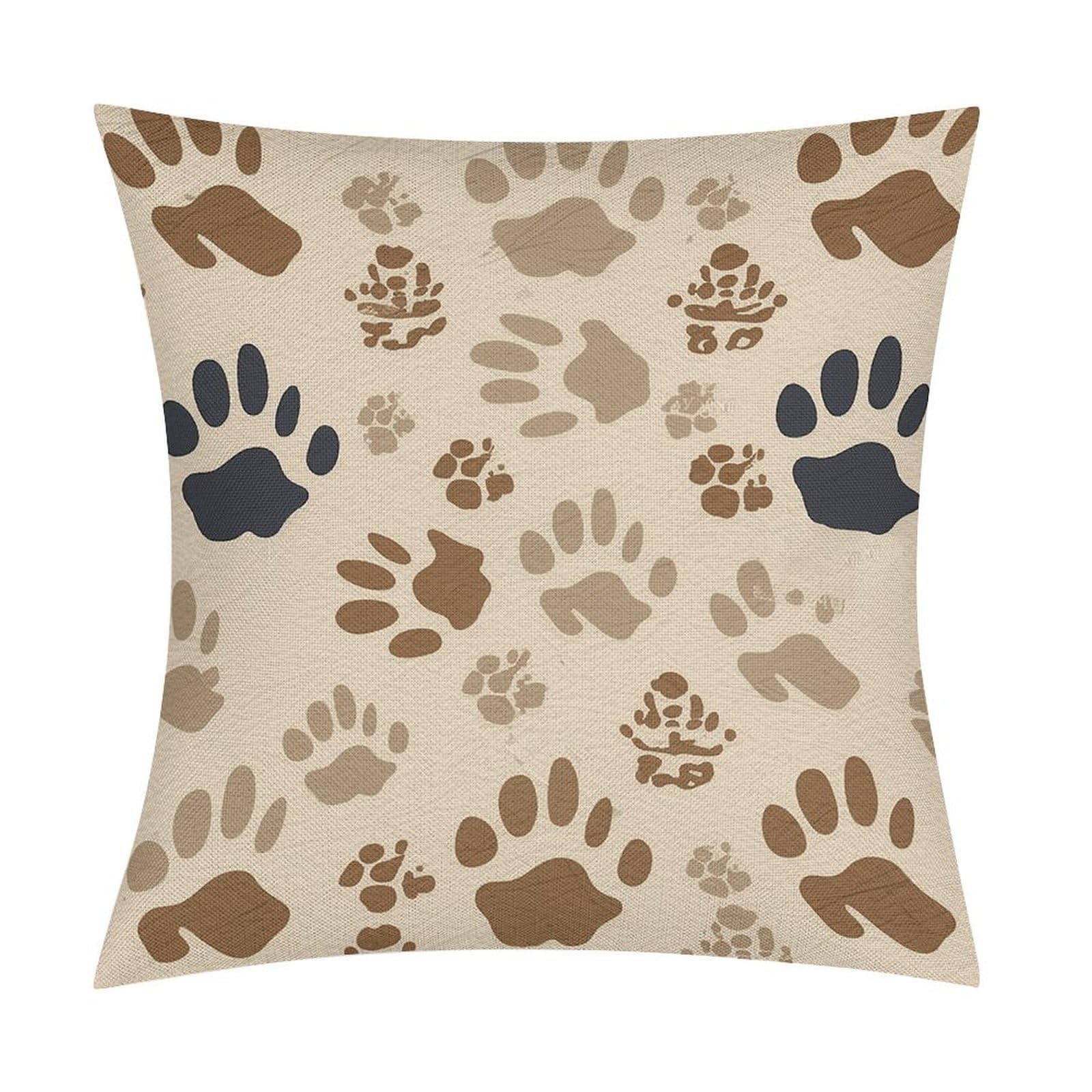 FekiLoot Bone and Paw Print Throw Pillow Cover Soft Square Cushion Case Farmhouse Cushion Cover Decorative Pillow Cover Modern Pillowcase for Sofa Living Room Bed Home Decor 18x18 Inch