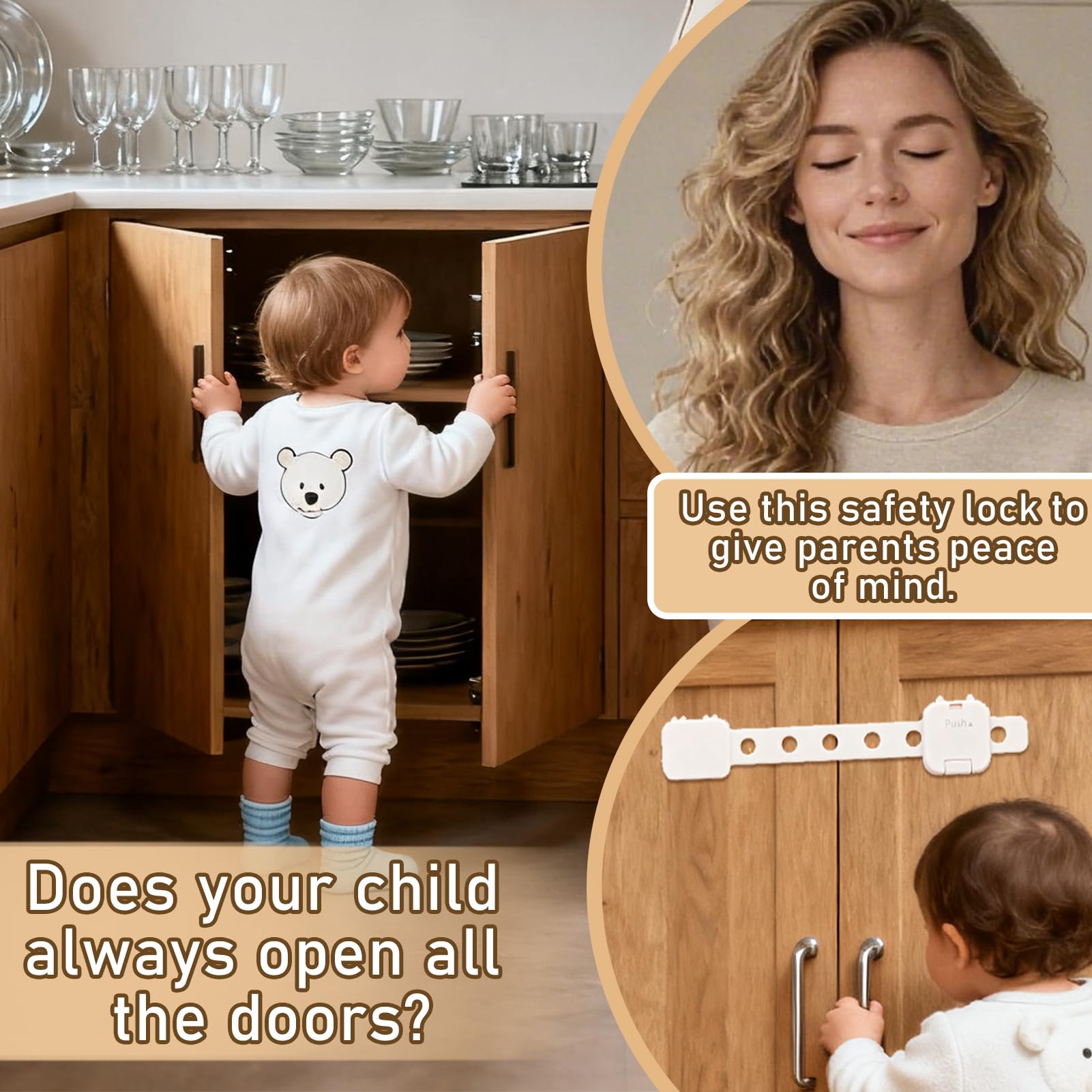 Hanqing 8 Pack Cupboard Locks for Children Adjustable Baby Proof Cupboards Locks, Child Locks for Kitchen Cupboards Drawer - Image 3