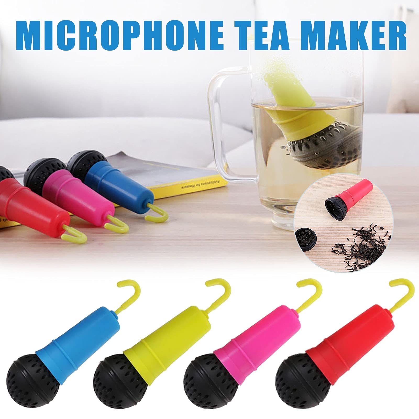 Colador de té creativo para hacer té con micrófono, máquina de té de silicona, infusores de té (rojo)