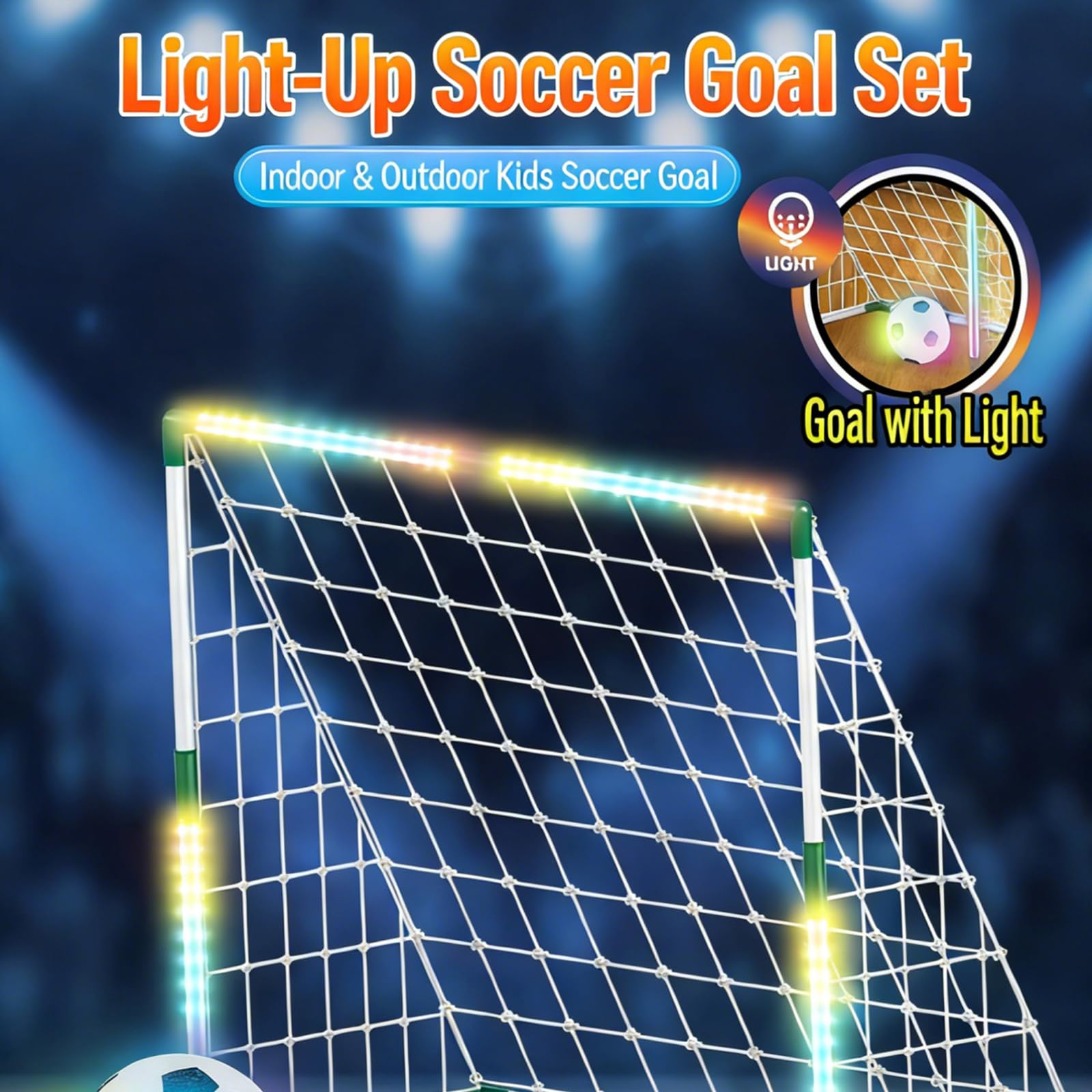 Attrezzatura da Allenamento per Calcio per Bambini con luci Integrate per Uso Notturno e Varie attività con la Palla Giocattolo da Calcio per Interni Esterni
