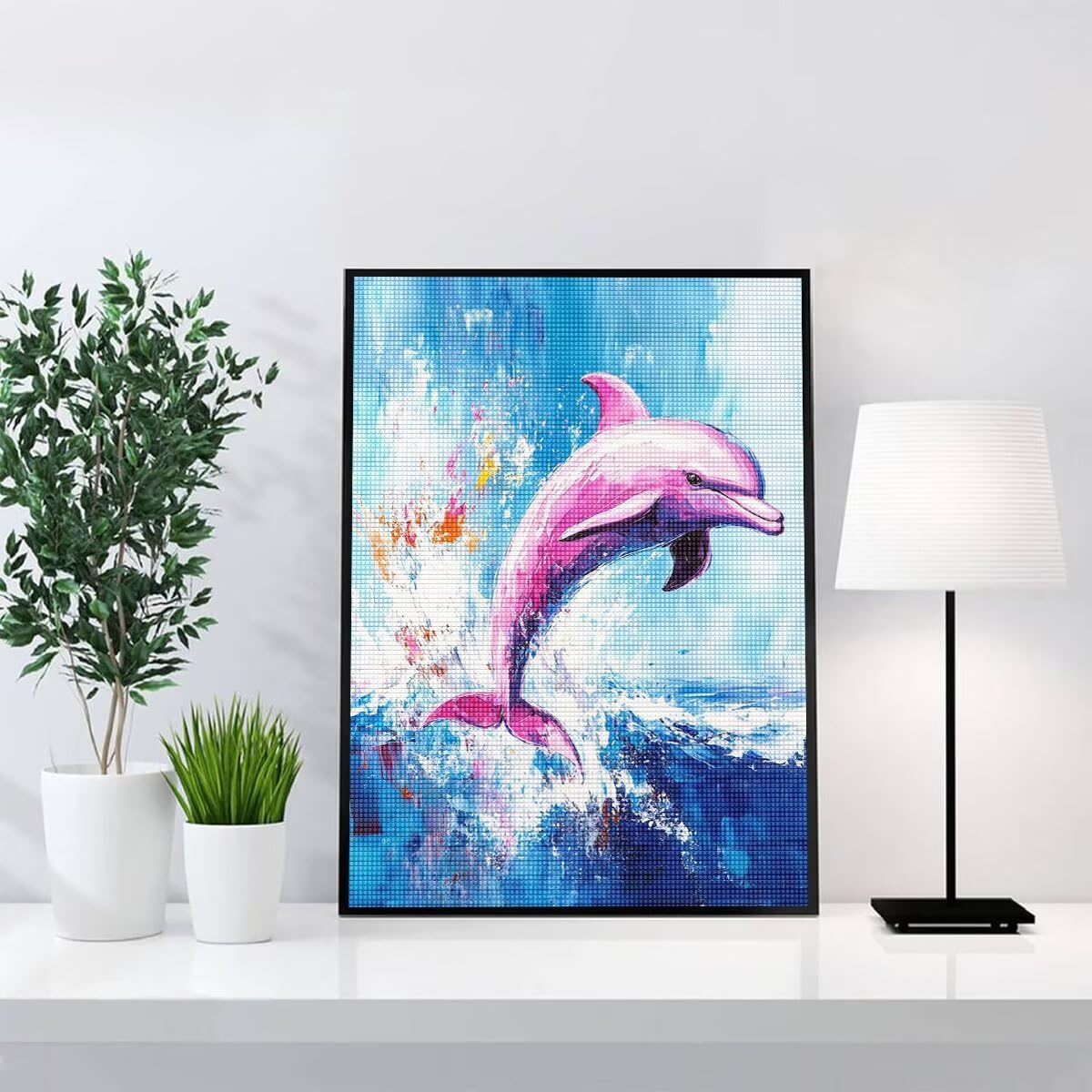 Diamond Painting Kit Completo, Diamond Painting Delfino, 5D Quadrato Pittura Diamante Kit Manualidades Adultos DIY Diamantini Crystal Art Disegni Ricamo Punto Croce Artigianale,60x90cm Astratto j0-810
