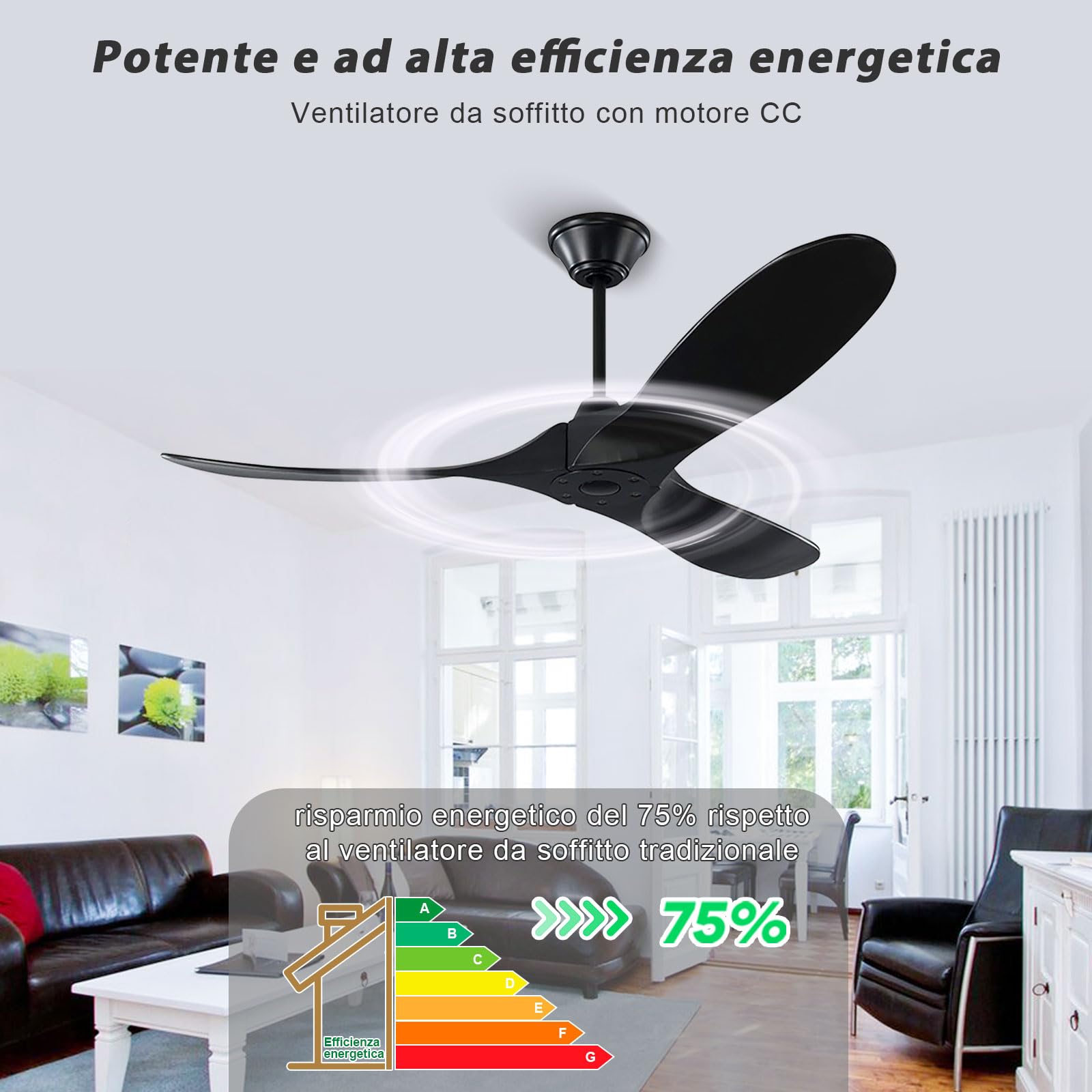 V-TAC Ventilatore LED da Soffitto E27 con Motore a Corrente Alternata