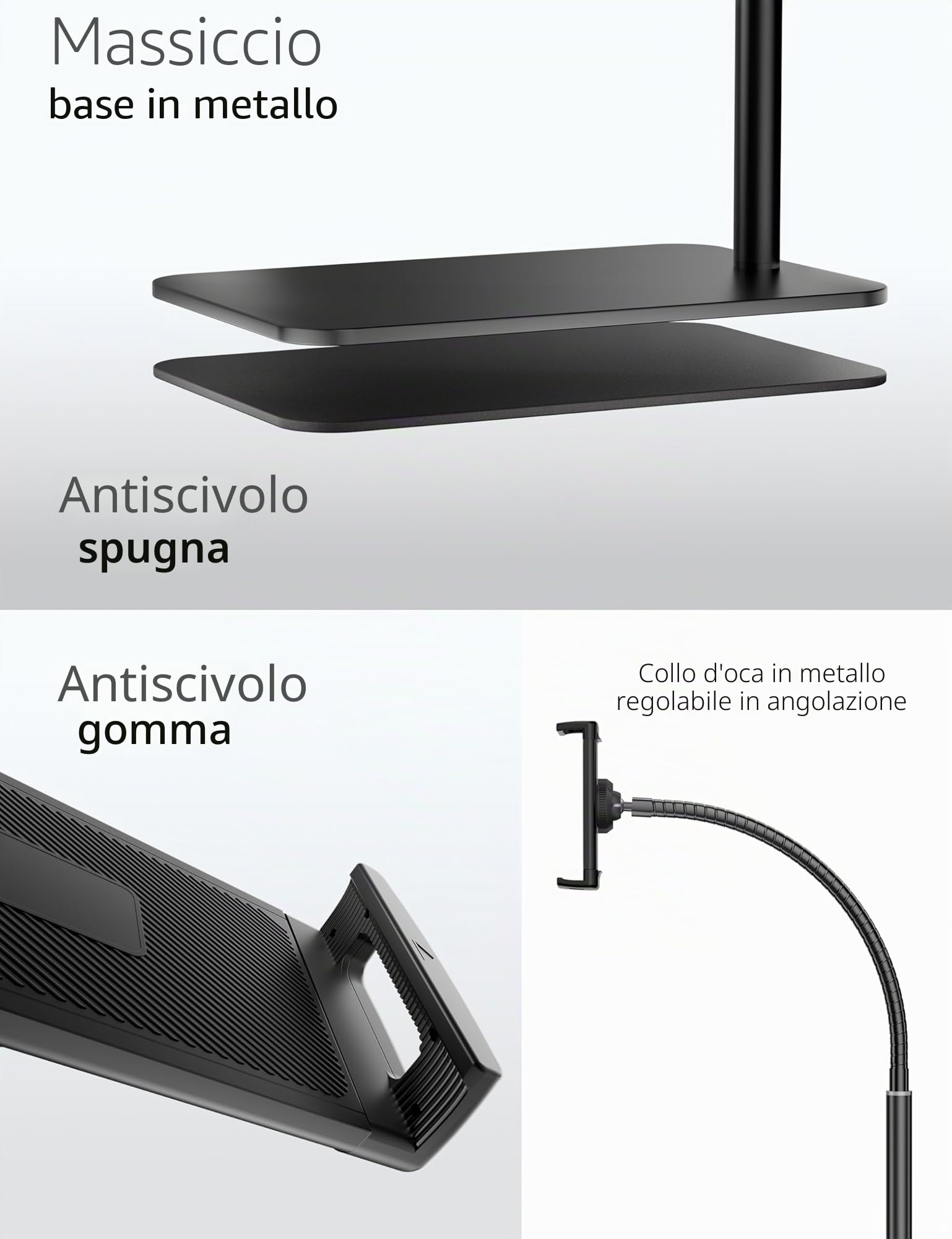 LanPavilion Supporto per iPad e Tablet in Metallo con Asta Flessibile, Compatibile con 4,7''-13''
