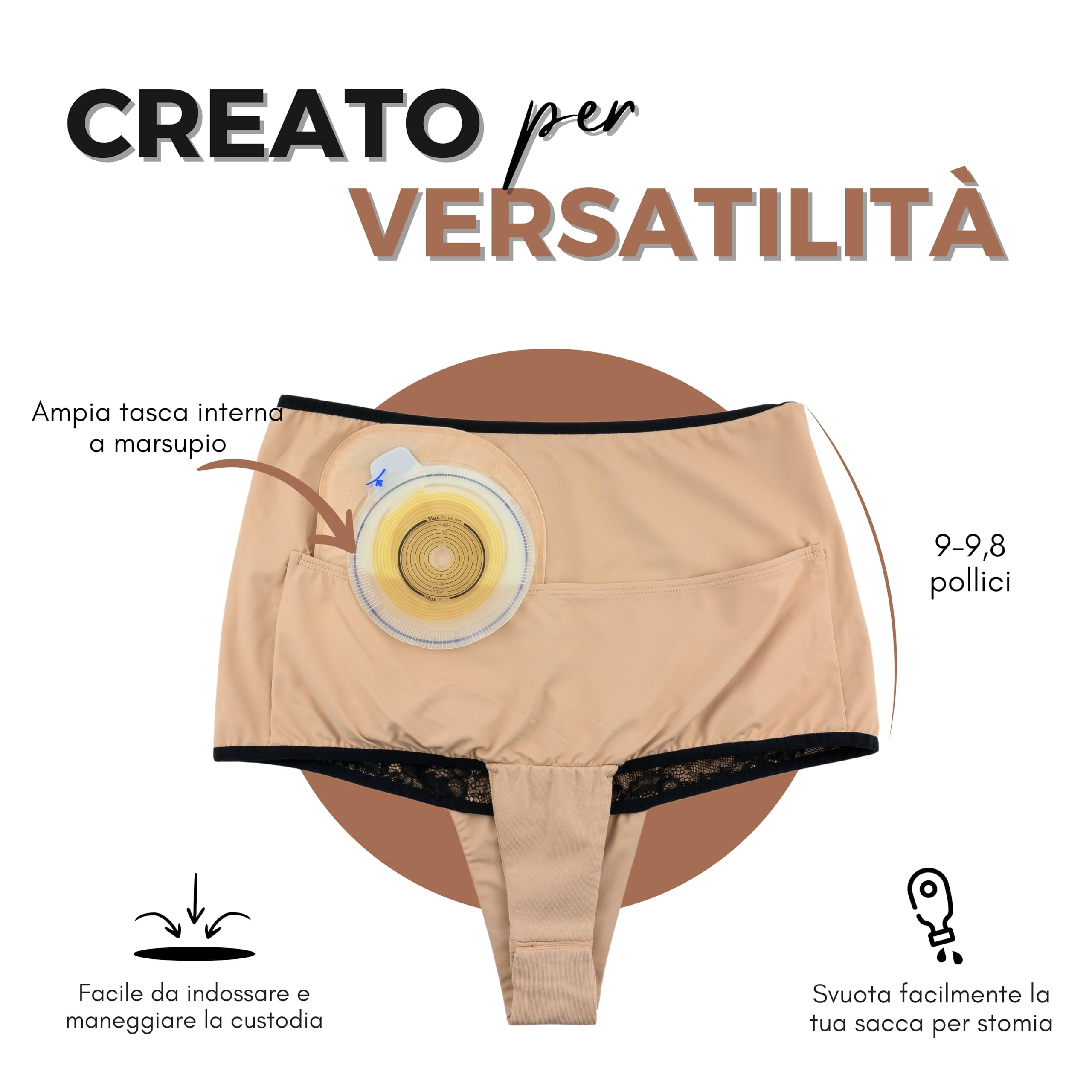 SIIL Body Ostomia | Biancheria intima ostomia | Tasca interna | Aperture svuotate per ostomia | Ostomy underwear |