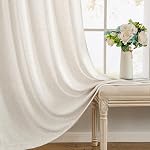 MIULEE Non-See-Through Privacy Linen Curtains 2 Panels, Light Filtering Window Curtains Farnhouse Textured Back Tab Semi Sheer Drapes for Bedroom Living Room, 52 x 84 Inches Long, Natural White