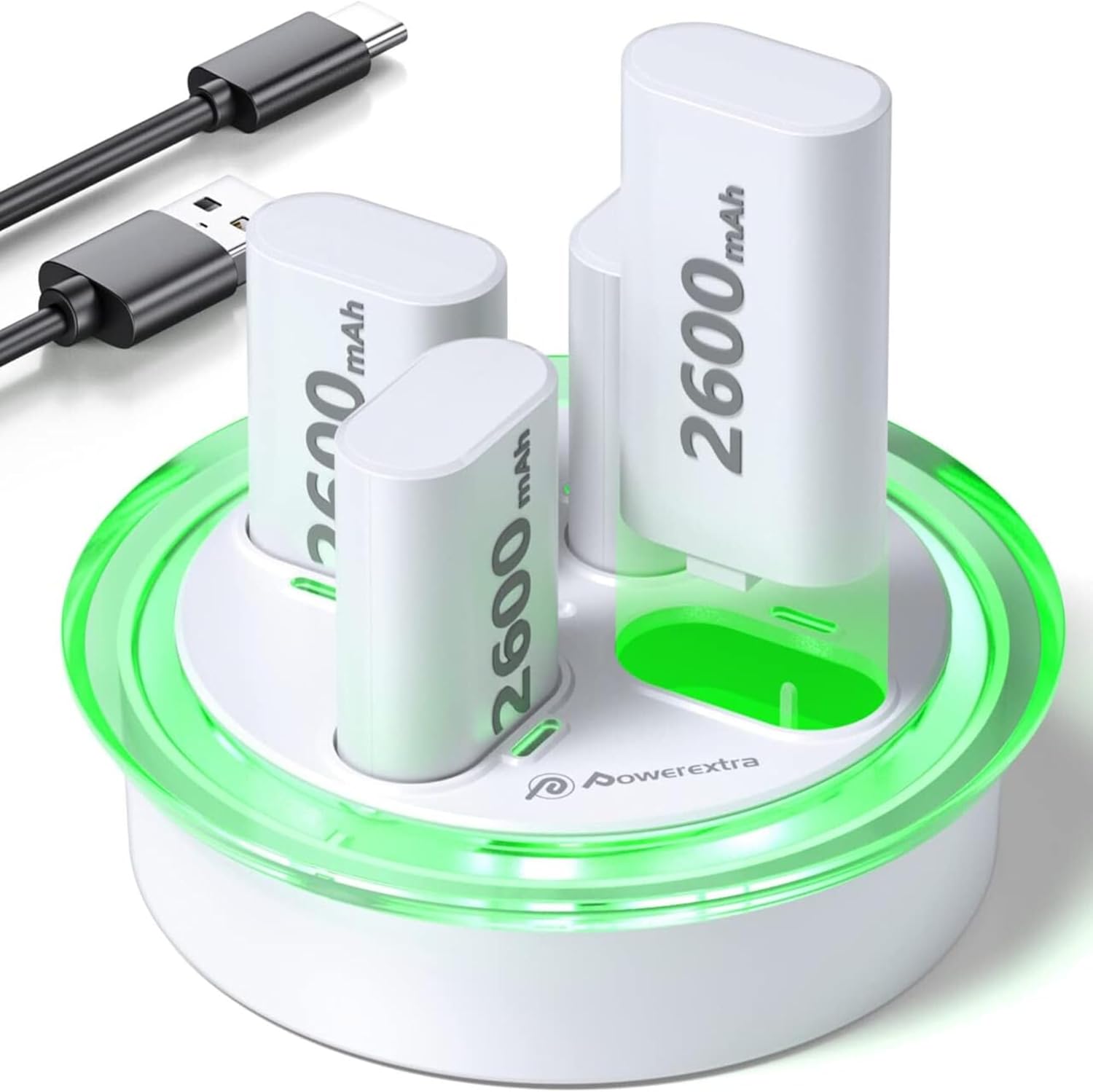 Powerextra Xbox Controller Battery Fast Charger Station,2.4V 4 Pack
