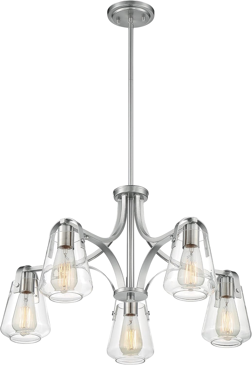 NUVO 60/7115 Skybridge 5 Light Chandelier Fixture,Brushed Nickel