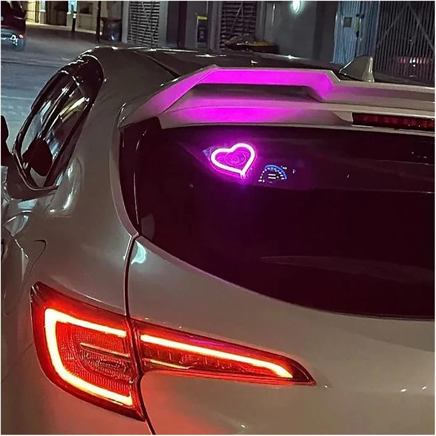 Party Atmosphere Car Interior Window Decorative Lamps Heart Lightning Star Shape Atmosphere Lamp The Cigarette Lighter L-ed Ambient Lights Essential for car Owners(Star Red)