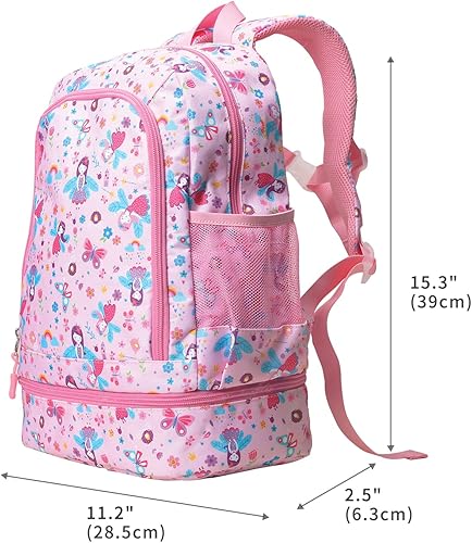 Miniatura 6 de Mochilas para niños y niñas, bonita mochila ligera para niños y niñas, mochila preescolar con bolsa de almuerzo aislada, Rosado, Personalizado