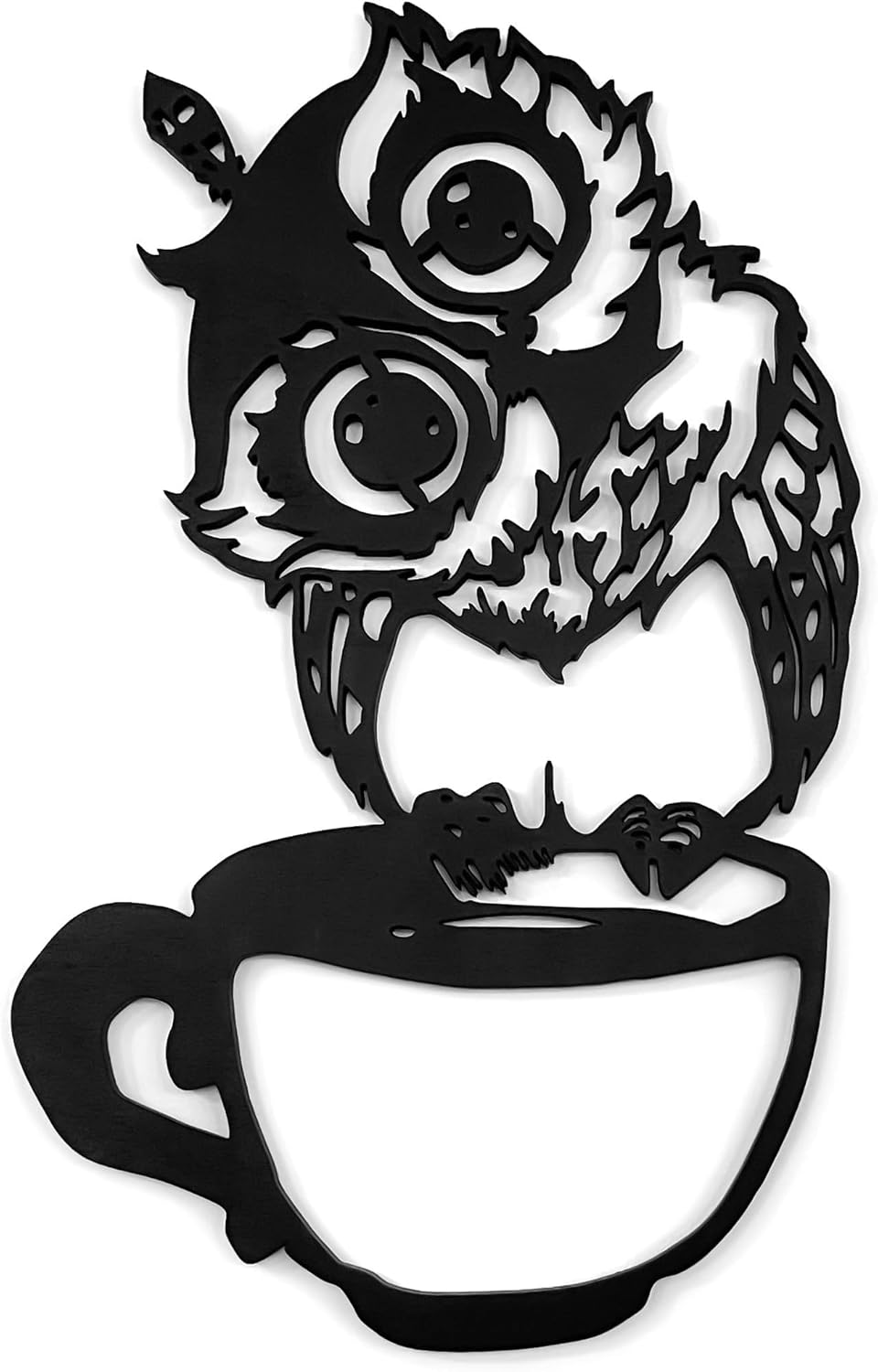 Owl Wood Wall Art, Owl Wall Decor, Coffee Wall Decor, Black
