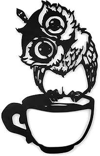 Owl Wood Wall Art, Owl Wall Decor, Coffee Wall Decor, Black Wooden Owl Decorations, Office, Living Room , Bedroom , Kitchen Wall Hanging Decor, Great Gifts