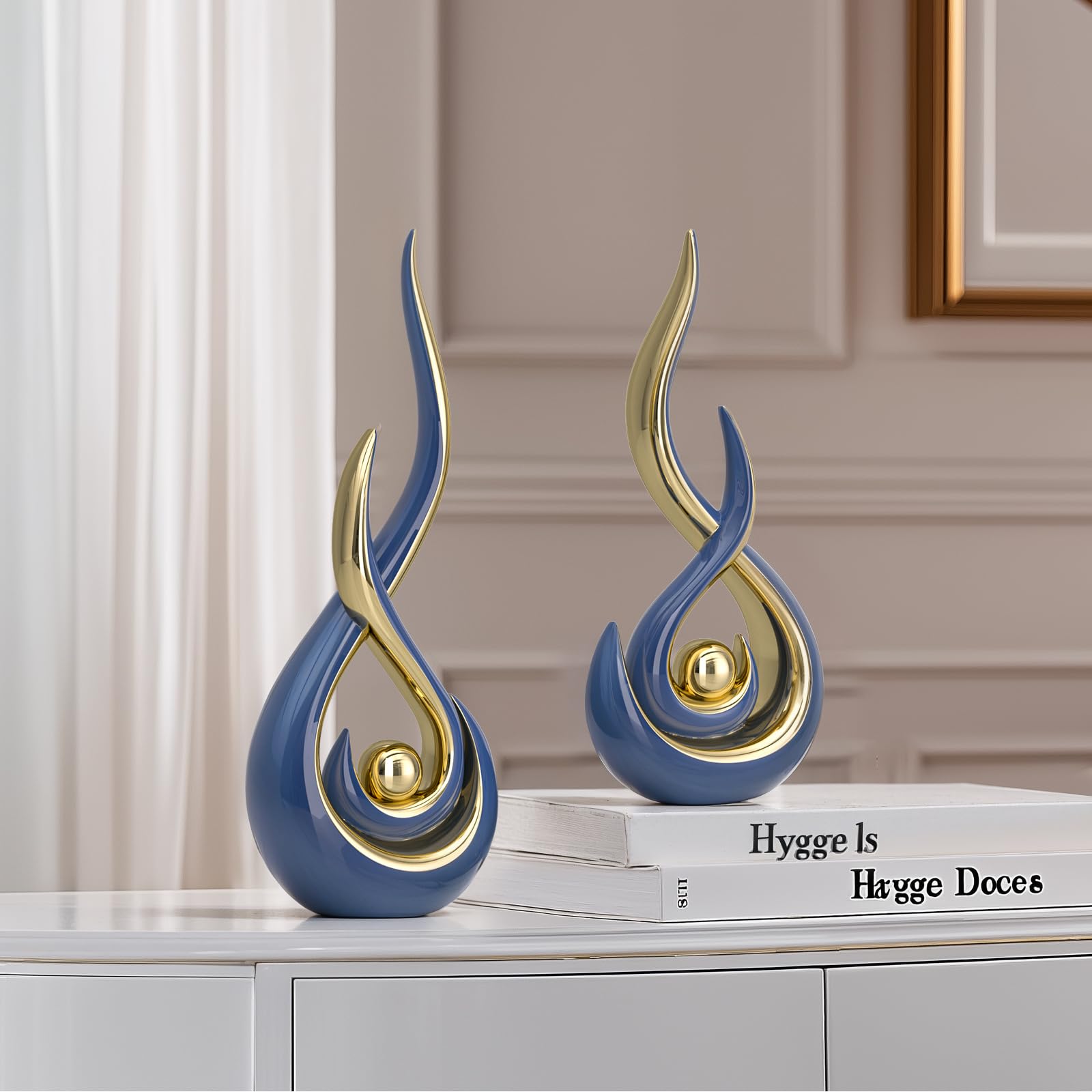 XMGZQ Arte astratta moderna decorazione per la casa, statue contemporanee per tavolino da caffè, decorazione per soggiorno, centrotavola per sala da pranzo, sculture in ceramica per supporto TV, pezzo