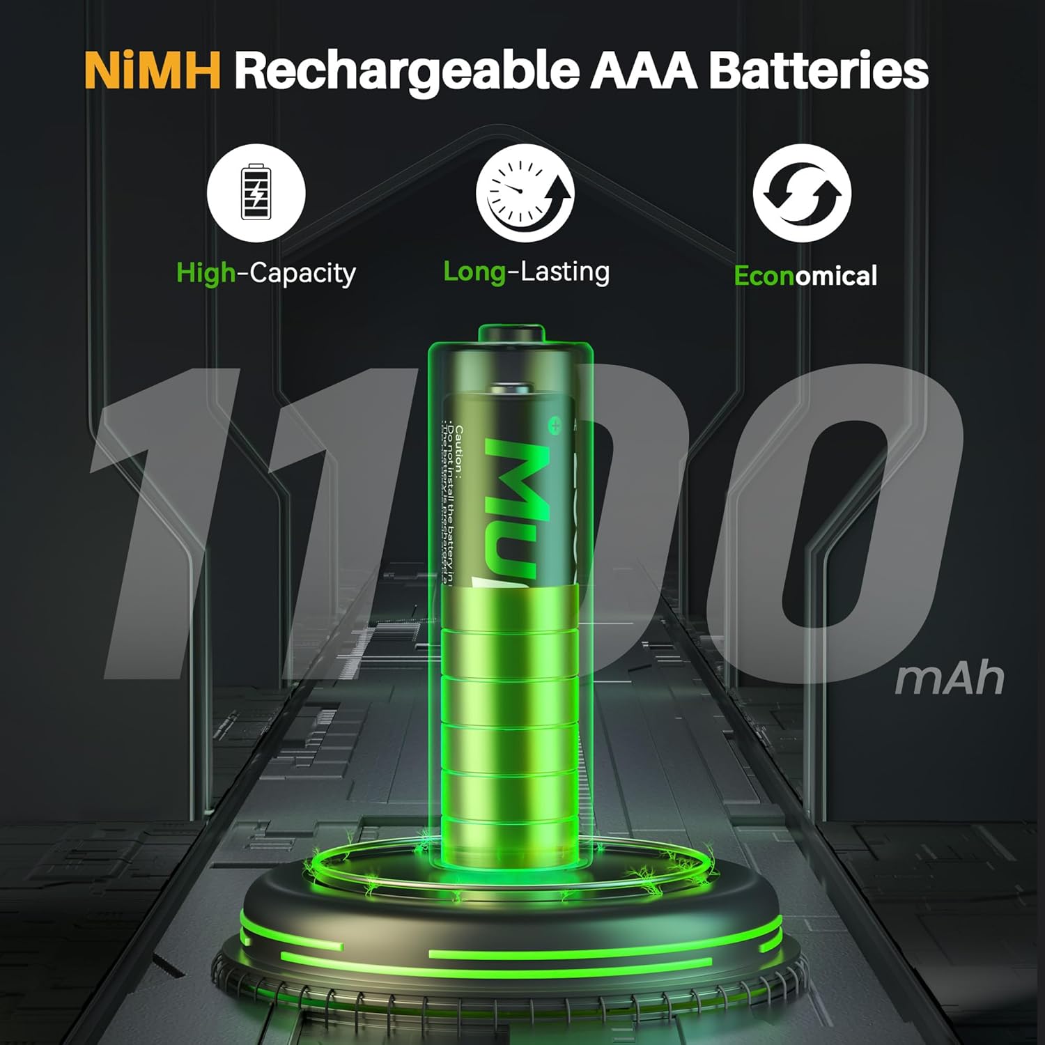 Mupoer Rechargeable AAA Batteries with Box 24 Pack,Battery Box for AA/AAA Rechargeable Battery,Triple AAA NiMH Solar Batteries 1100mAh 1.2V,Pilas Recargables,Removable Fast Charging Box for Lithium