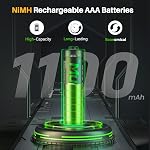 AAA Batteries rechargeables avec chargeur 16 Pack, Chargeur de batterie pour AA/AAA,Triple AAA Piles NiMH 1100mAh 1.2V,Batterie rechargeable AAA pour téléphone sans fil, lumière solaire, remote, souris sans fil