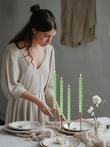 Miniatura 6 de Vela cónica verde en espiral para vacaciones, boda, fiesta, cera sin perfume, vela sin goteo, regalo de cumpleaños, regalo de Navidad, 7.5 pulgadas
