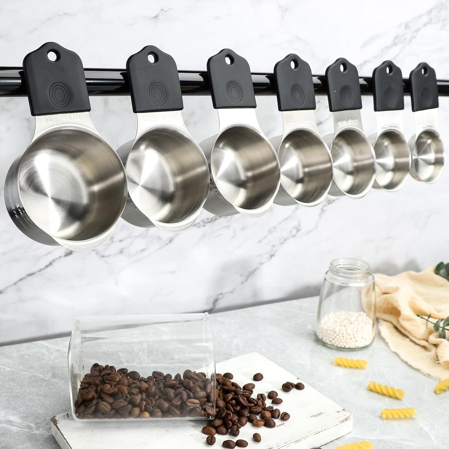 Magnetic Measuring Cups Set of 7 Stainless Steel Measuring Cups Kitchen Measuring Tools for Dry and Liquid Ingredients