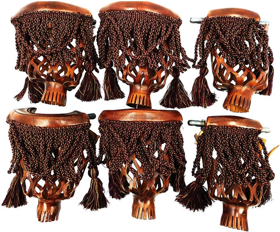 Joy's Billiard Leather Pool Table Pockets Set of 6 for American Heritage Pool Table Classic Billiards Pockets with Fringe-Honey