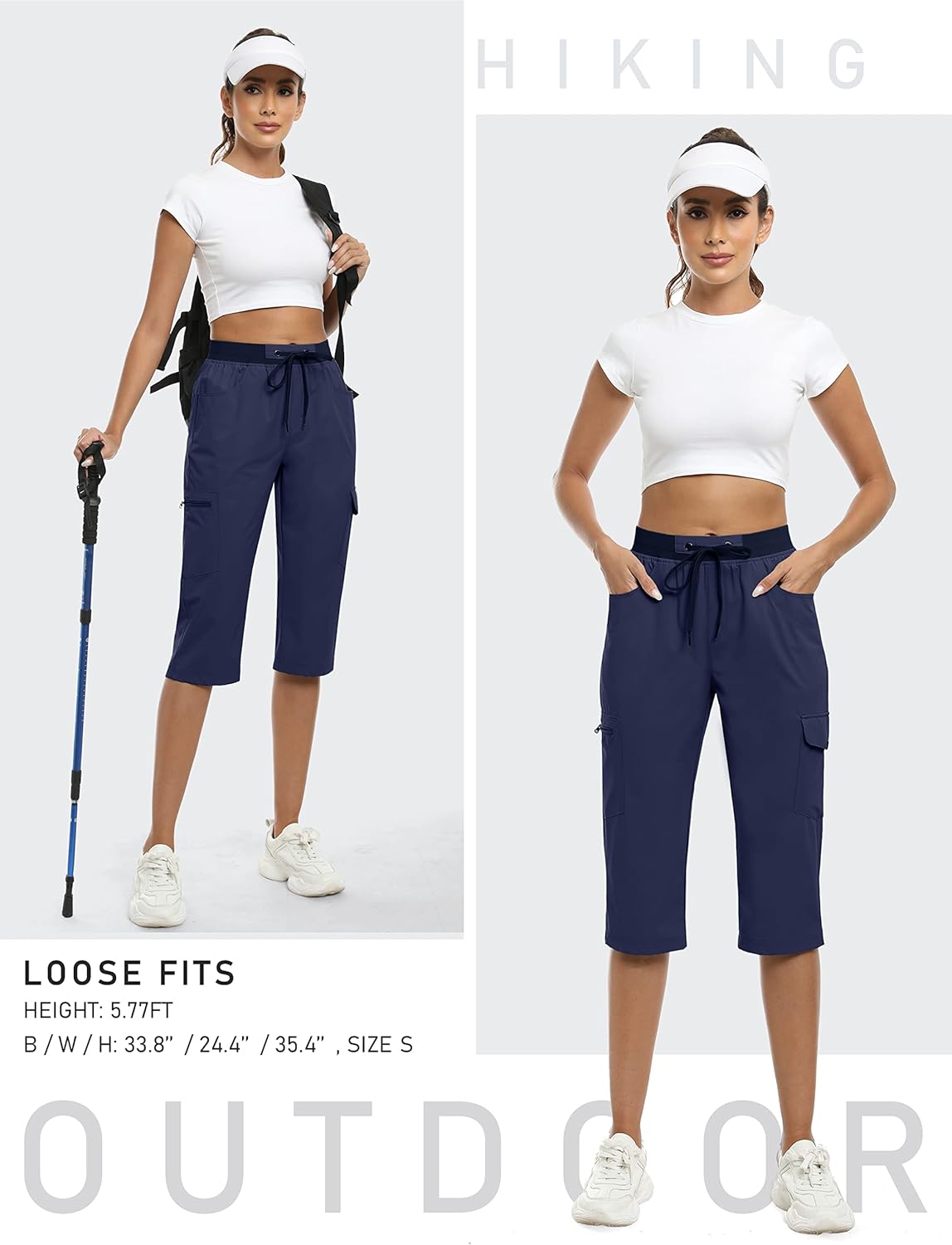 MoFiz Capri Pants for Women Lightweight Ice Cool Capris for Women Casual Summer Trip Loose Shorts with Zipper Pockets - Image 6