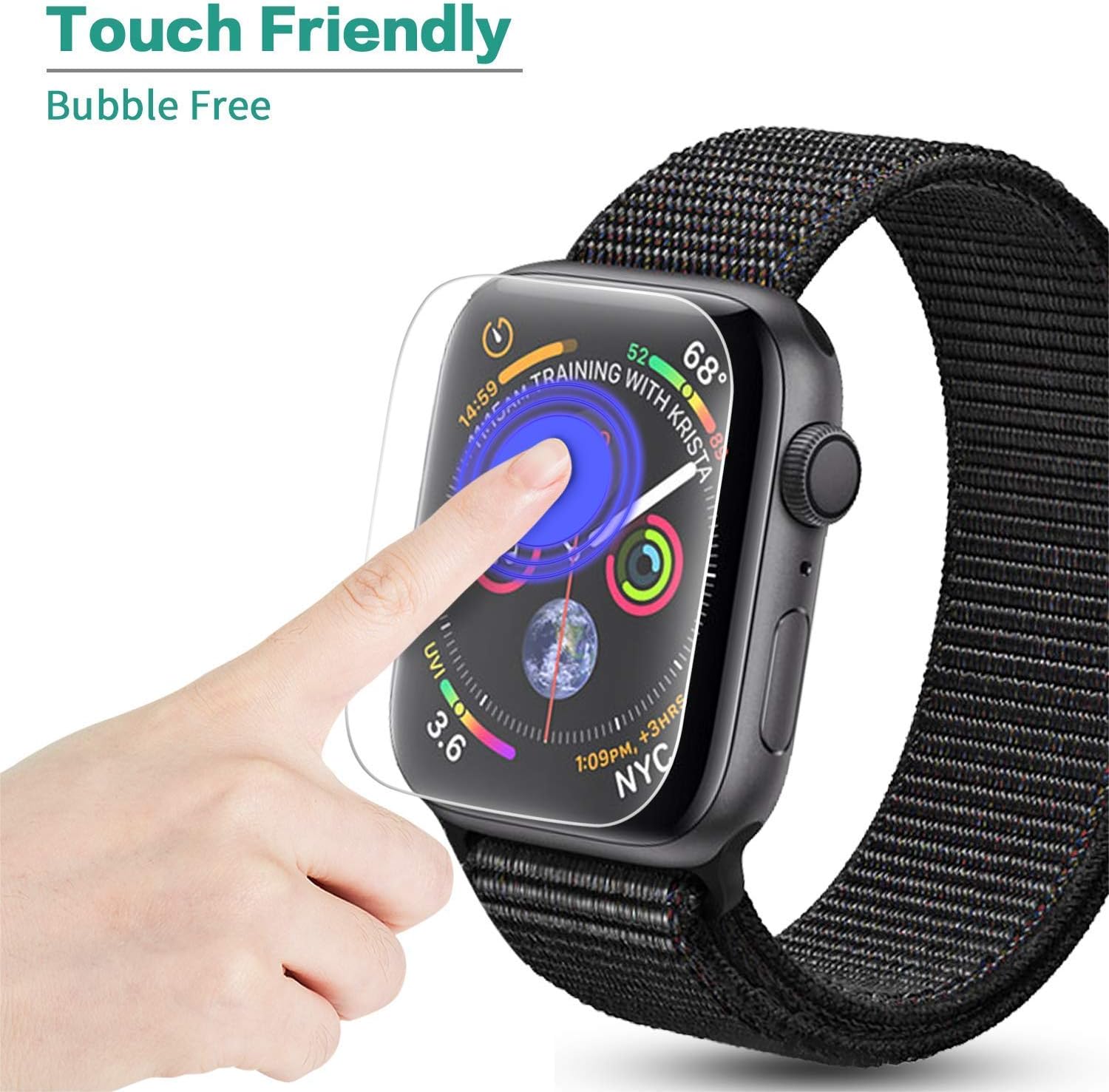 [8 Pack] AnoKe for Apple Watch iWatch 42mm / 44mm Screen Protector (Series 6/5 / 4/ SE Series 3/2),Liquid Skin [Max Coverage] Curved Edge Case Band Friendly Lifetime Replacement Warranty 42mm /44mm