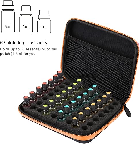 Miniatura 4 de Bolsa de almacenamiento de aceites esenciales, 63 ranuras, portátil, para aromaterapia, bolsa de almacenamiento de aceites esenciales, a prueba de