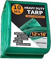 Vista 30 de Lonas resistentes impermeables de 8 x 10 pies, lonas de polietileno de 16 mil con ojales, resistentes a los rayos UV, lona multiusos marrón