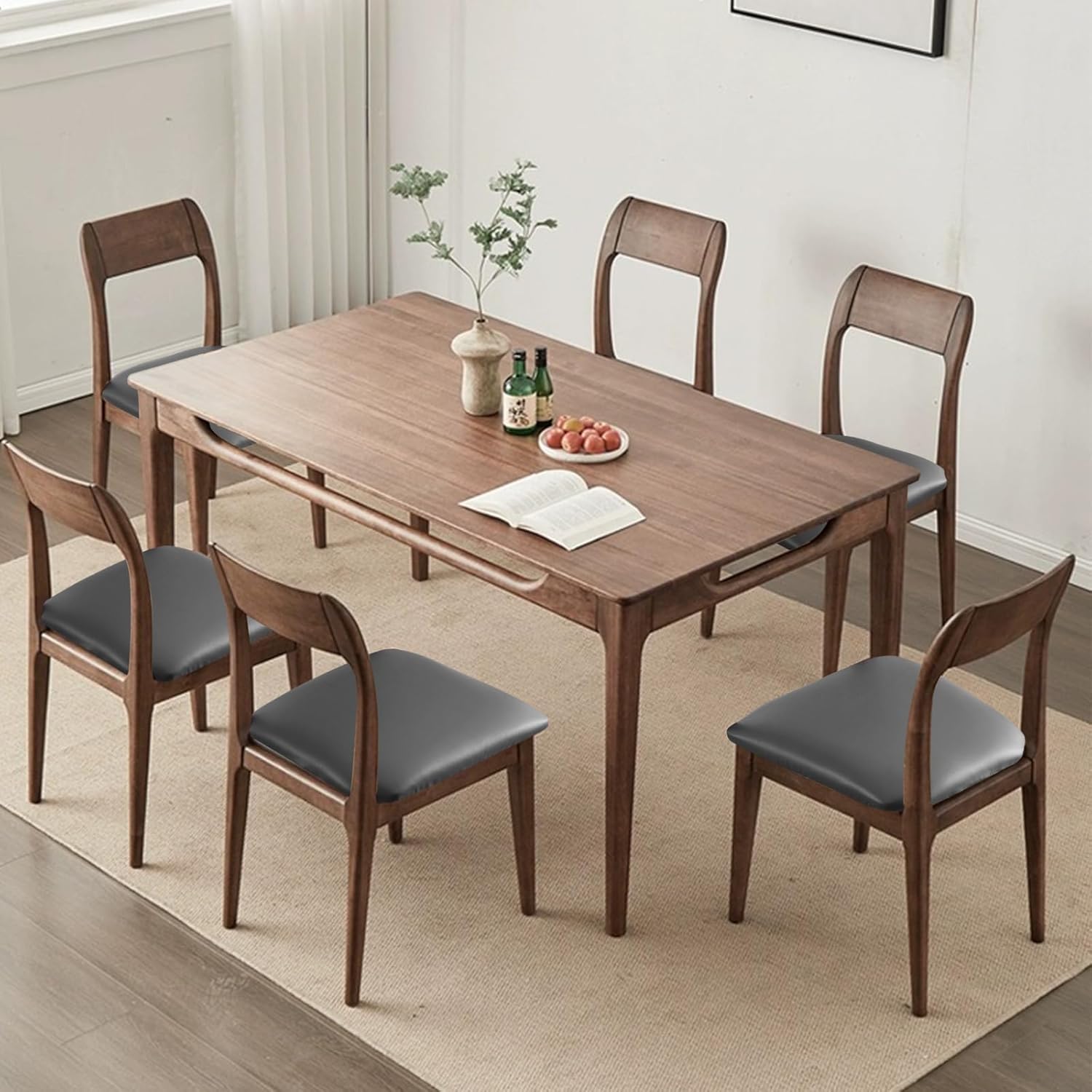 Genina Waterproof PU Leather Chair Seat Covers for Dining Chairs,Chair Seat Covers Set of 4, Stretchable Dining Room Chair Seat Covers for Chair Protector Slipcover for Kitchen
