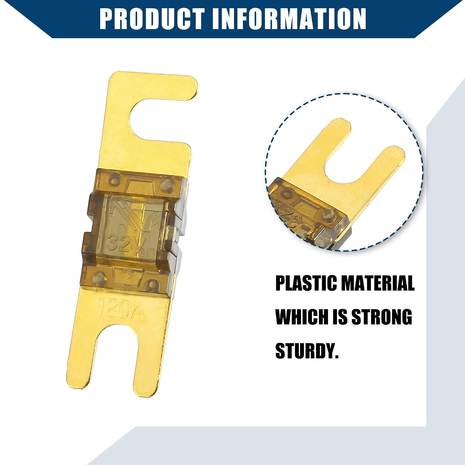 Mini ANL Fuses 120A / Audio CD Fuse for Car Motorcycle Boat/Durable Plastic Metal / 5 Pcs Gold Tone Brown