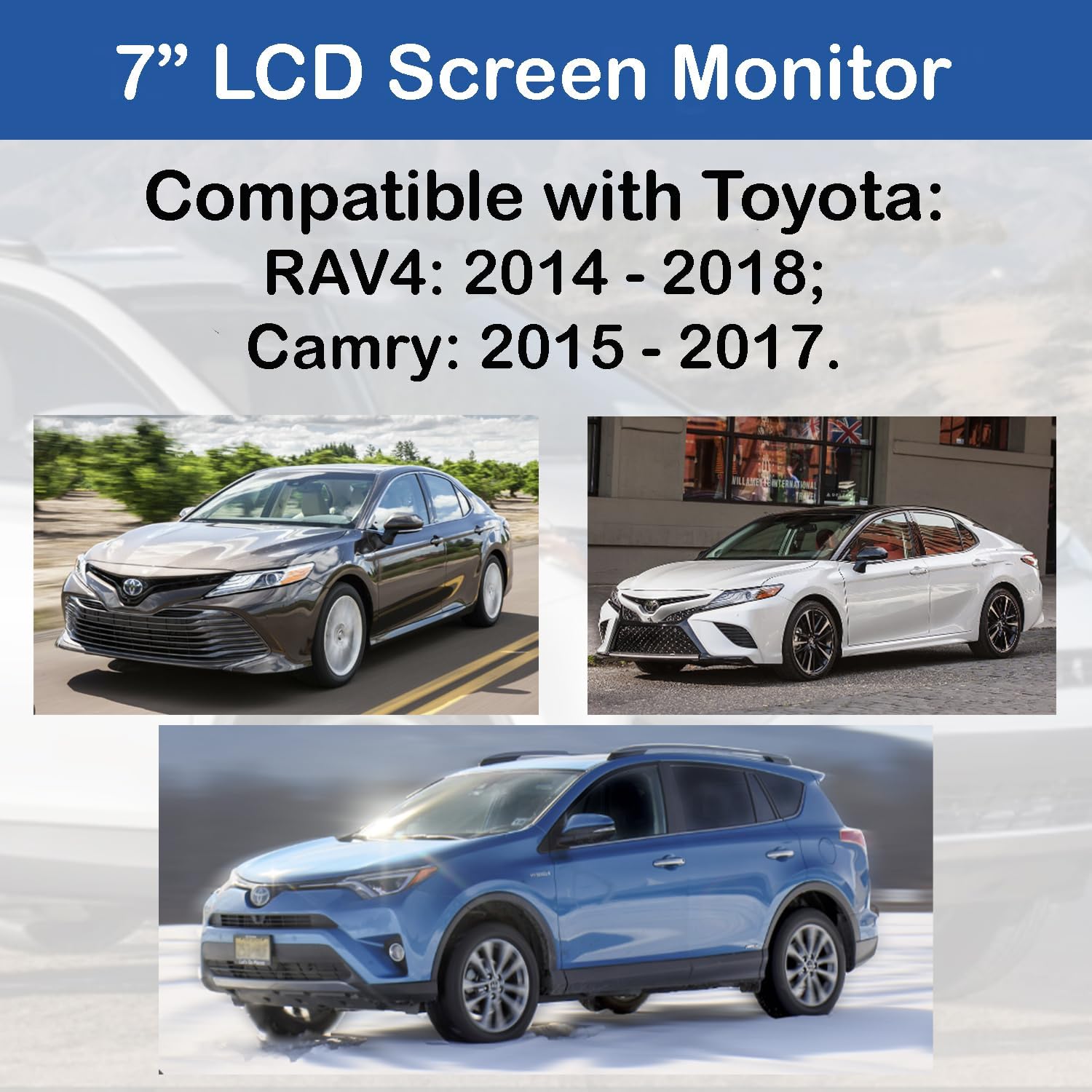 SCREENTRONICS LCD Display Monitor 7" Compatible Replacement for Toyota Camry 2015-2017, RAV4 2014-2018 Car Radio Navigation 12-pin Part# C070VTN01 (LCD Monitor ONLY)