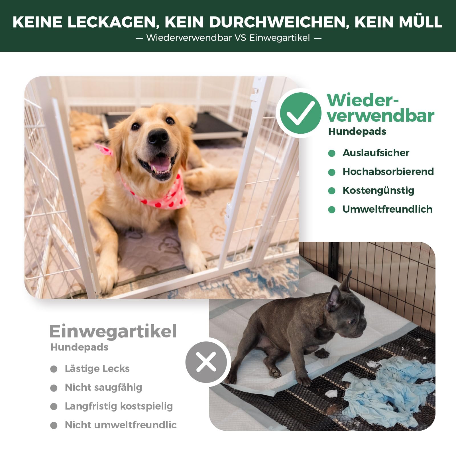 fxw Waschbare Pinkelpads für Hunde,Welpenpads mit Superabsorber,speziell für fxw Rollick/Homeplus 60cm 6 Panels Hundelaufstall,160cm × 99cm Rectangle,Khaki,1 Packungung