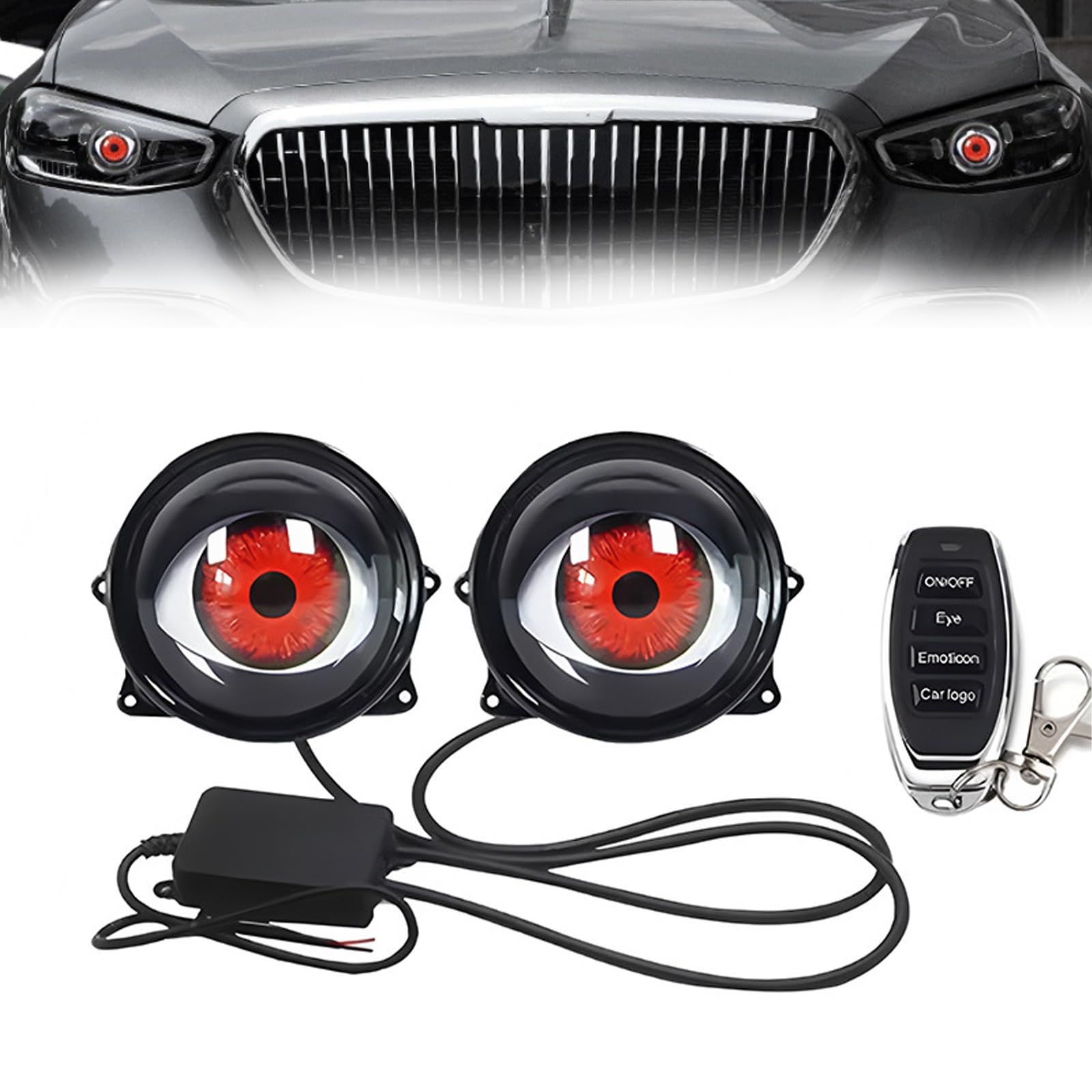 2 Faros Antiniebla Dinámicos Con Bola De Ojo Grande, Luces De Coche Devil Big Eyes Con Control Remoto, Modos Ajustables, Luces Dinámicas Led Para Coche, Motocicleta, Camión Lens-Type 6-modes