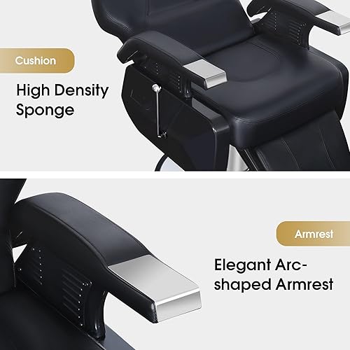 Miniatura 6 de BarberPub Silla de peluquería reclinable resistente, sillas hidráulicas multiusos para estilista, peluquería y tatuaje 2688 (negro)
