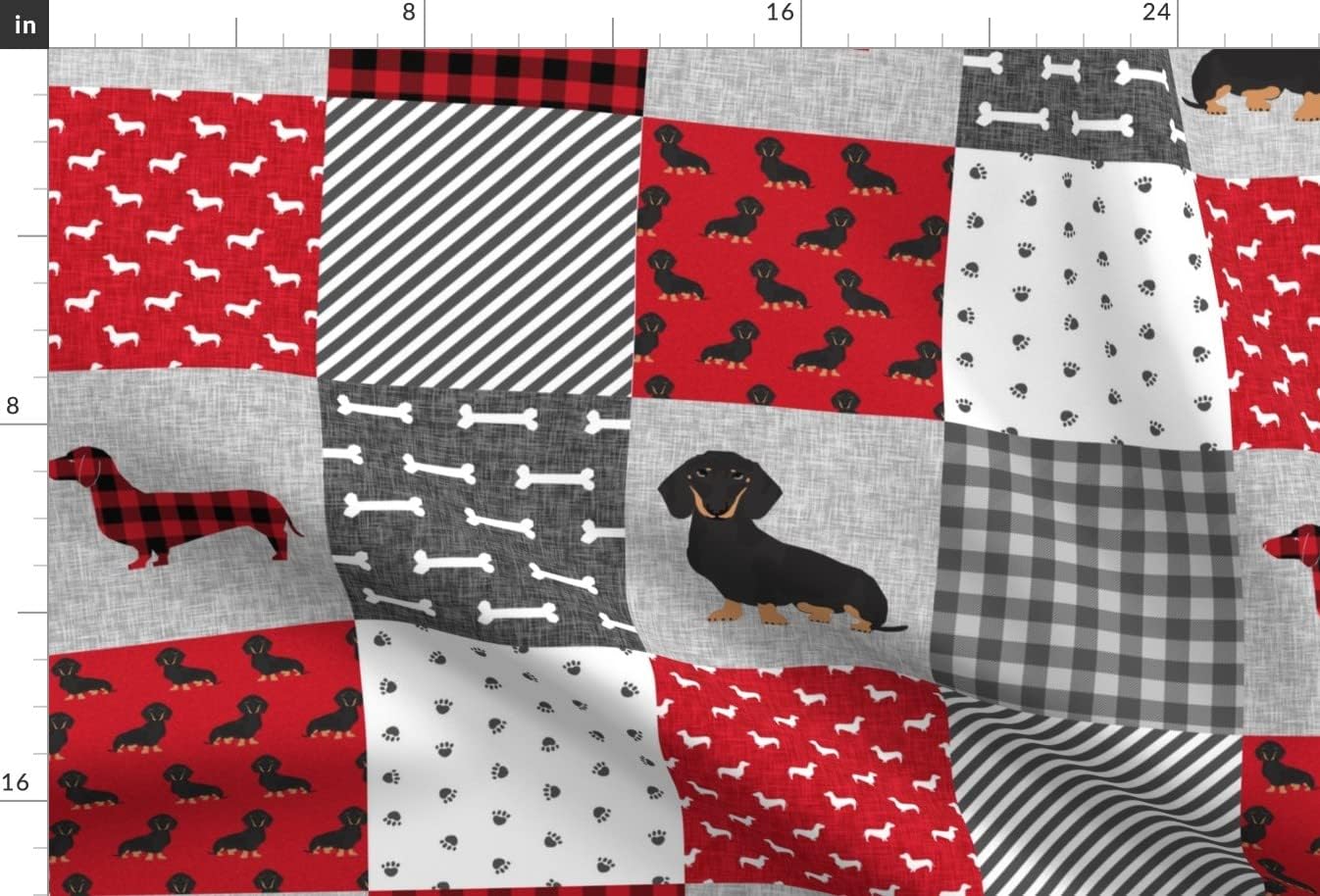Spoonflower Fabric - Dachshund Pet Quilt Dog Breed Cheater Black Tan Wholecloth Weener Dogs Printed on Minky Fabric by The Yard - Sewing Baby Blankets Quilt Backing Plush