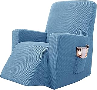 JHLD Copripoltrona Elastico Relax, Antiscivolo Copripoltrona Relax Reclinabile Jacquard Copripoltrona Reclinabile Elastico Copripoltrona Relax con Tasche per Soggiorno-Blu-Poltrona Relax