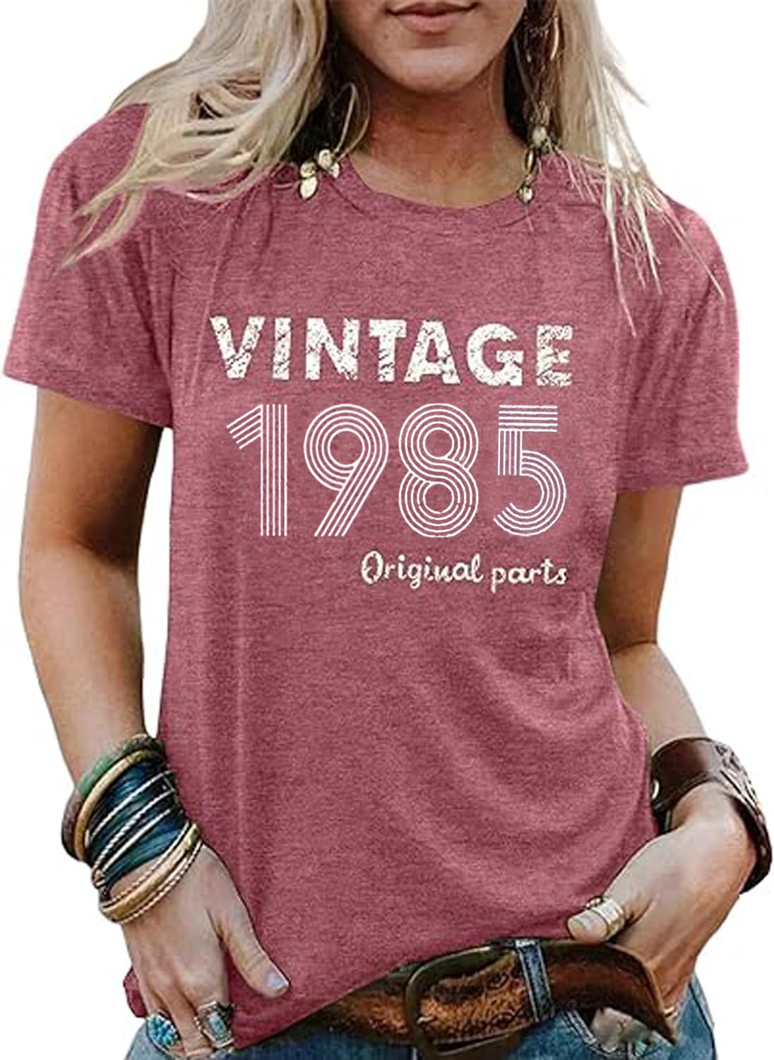 40th Birthday Gift for Women Vintage 1985 Shirt Letter Print Retro Party Tops Casual Short Sleeve Birthday Tee