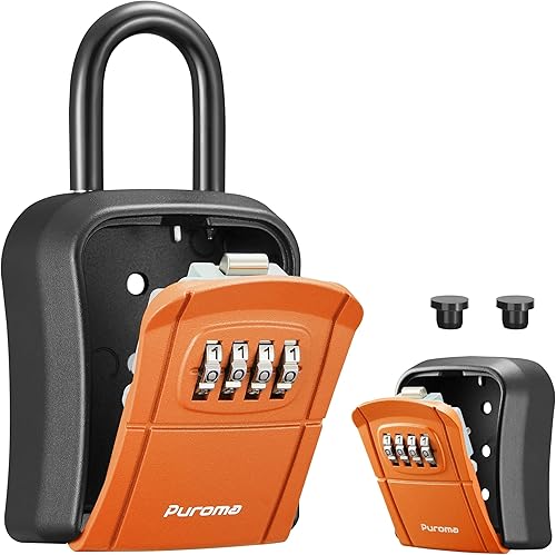 Miniatura 15 de Caja de Seguridad con Llave Puroma, Caja de Seguridad Portátil con Combinación para Montaje en Pared para Almacenamiento de Llaves de Casa, Caja